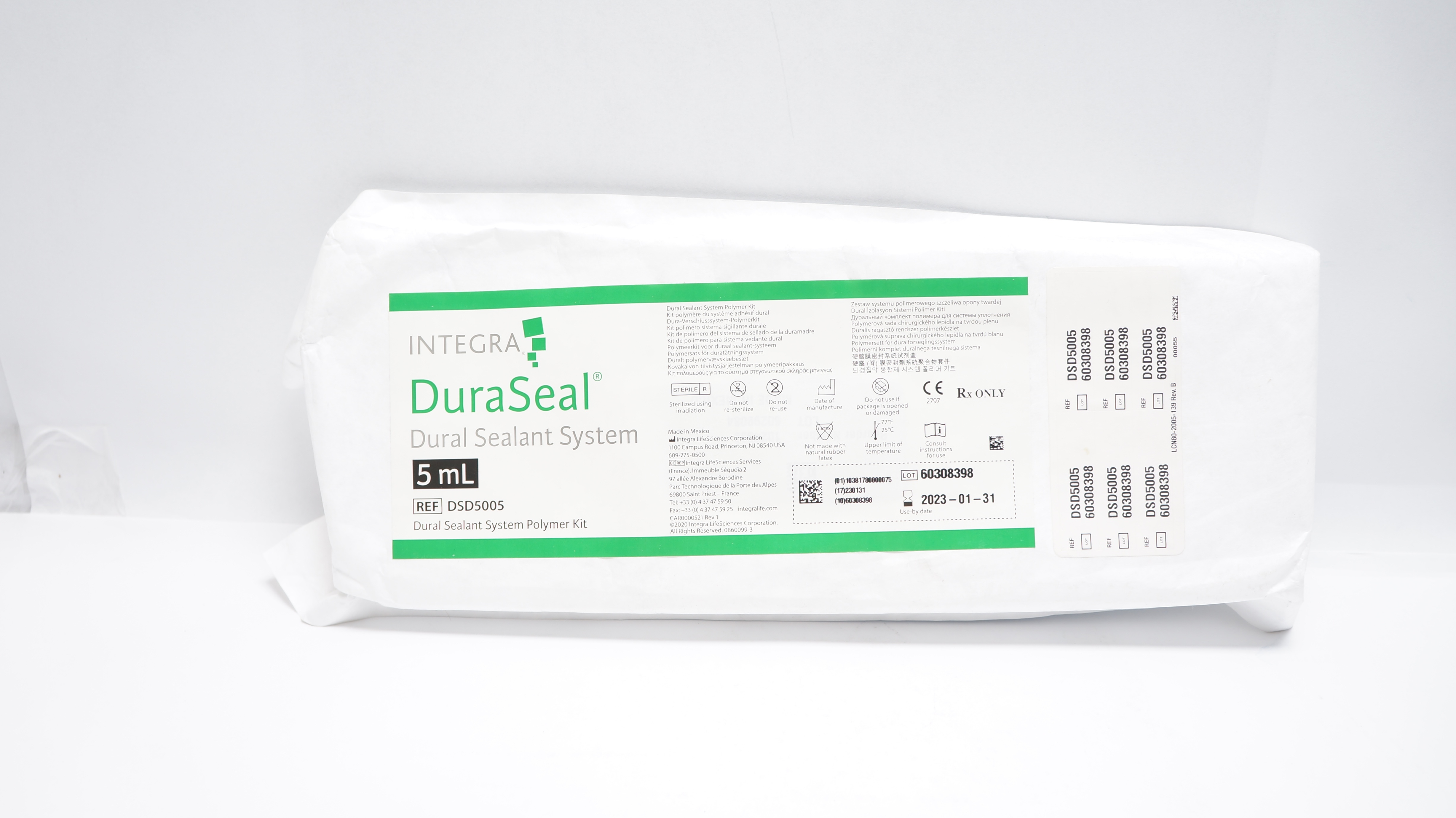 Integra DSD5005 DuraSeal Dural Sealant System Polymer Kit 5mL (x)