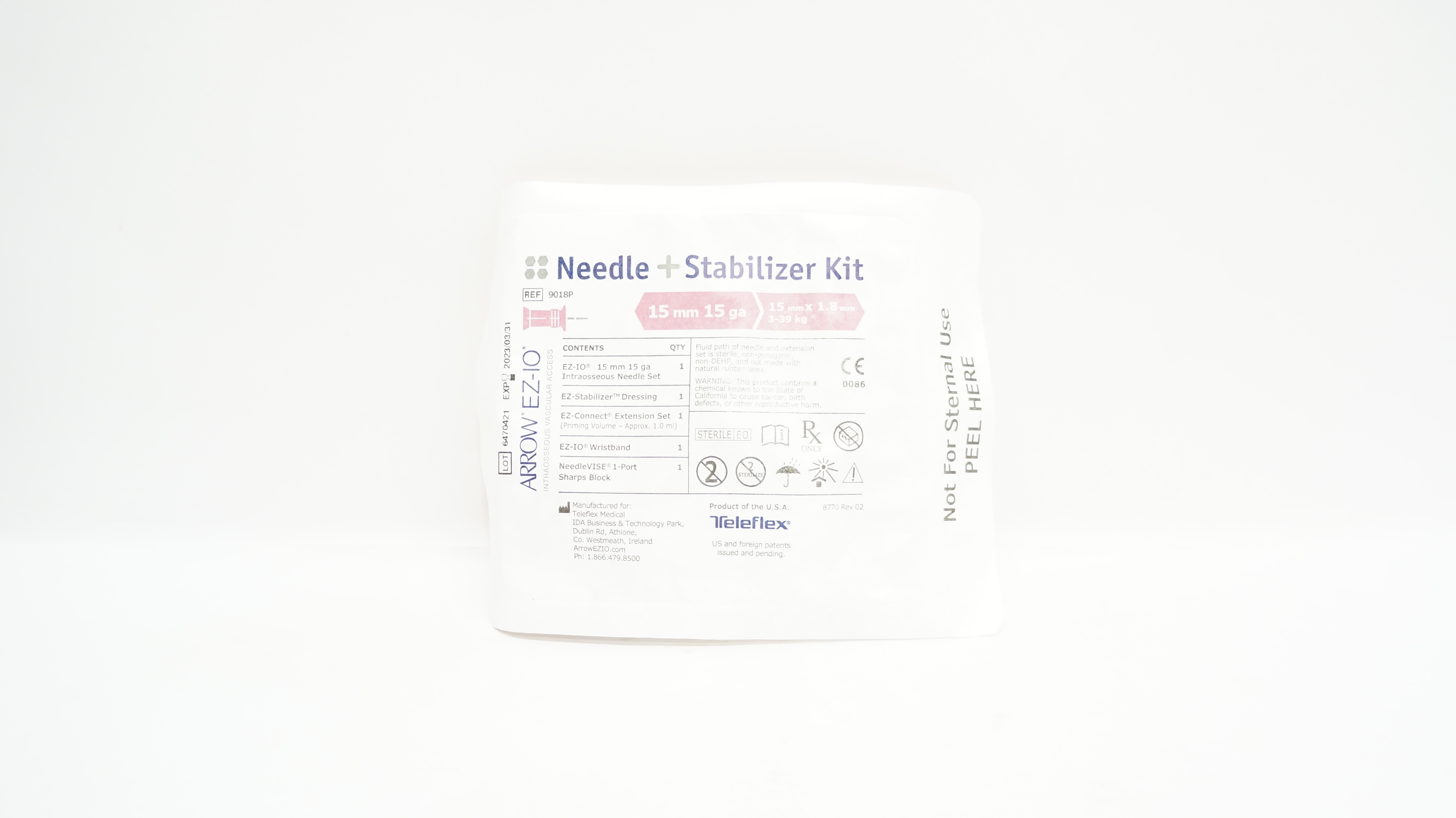 Teleflex 9018P Arrow EZ-IO Ndle + Stabilizer Kit 15mm x 15Ga, 3-39kg (x)