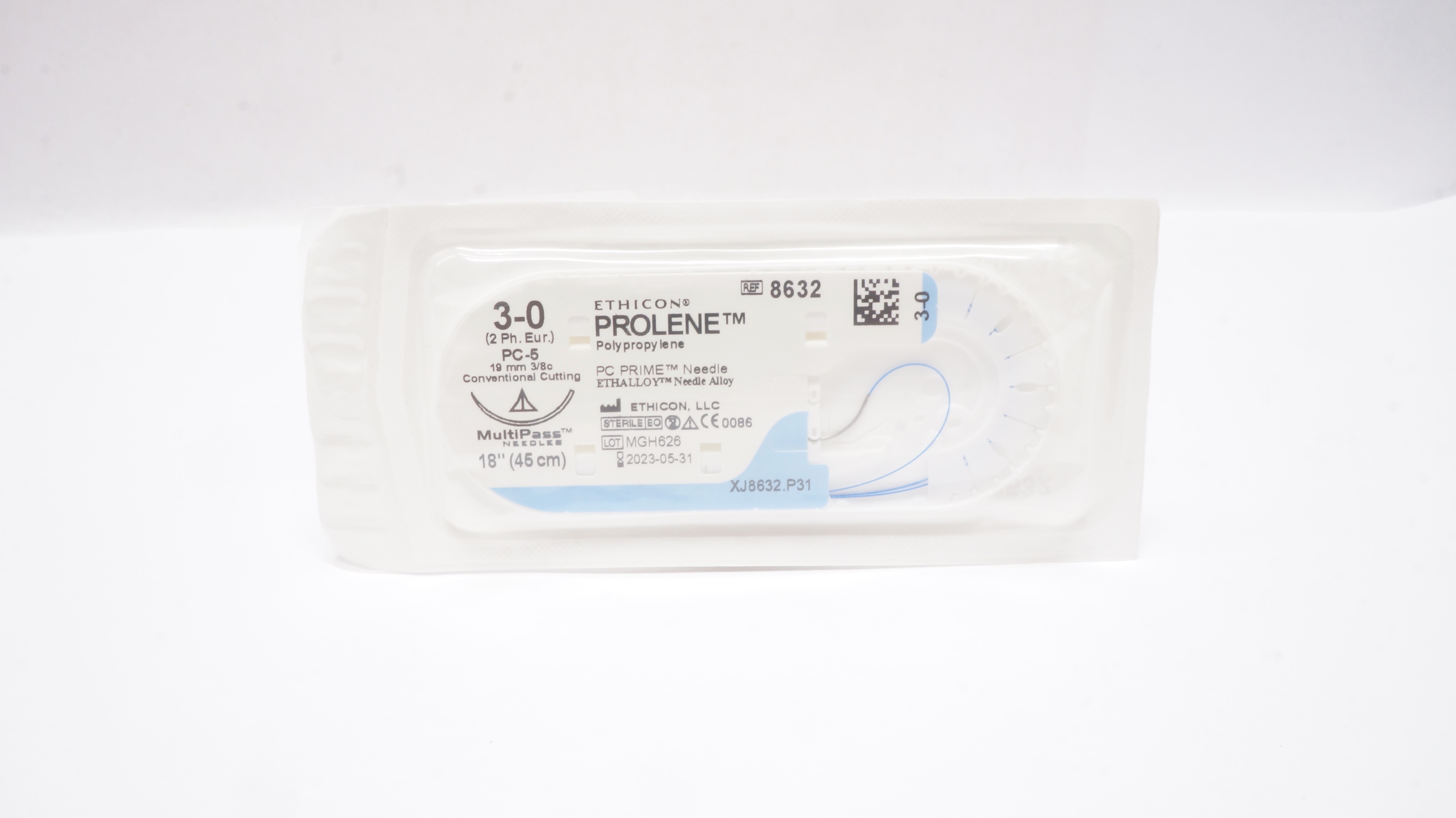 Ethicon 8632 3-0 PROLENE, PC-5, 19mm 3/8c Convertional Cutting, 18inch (x)