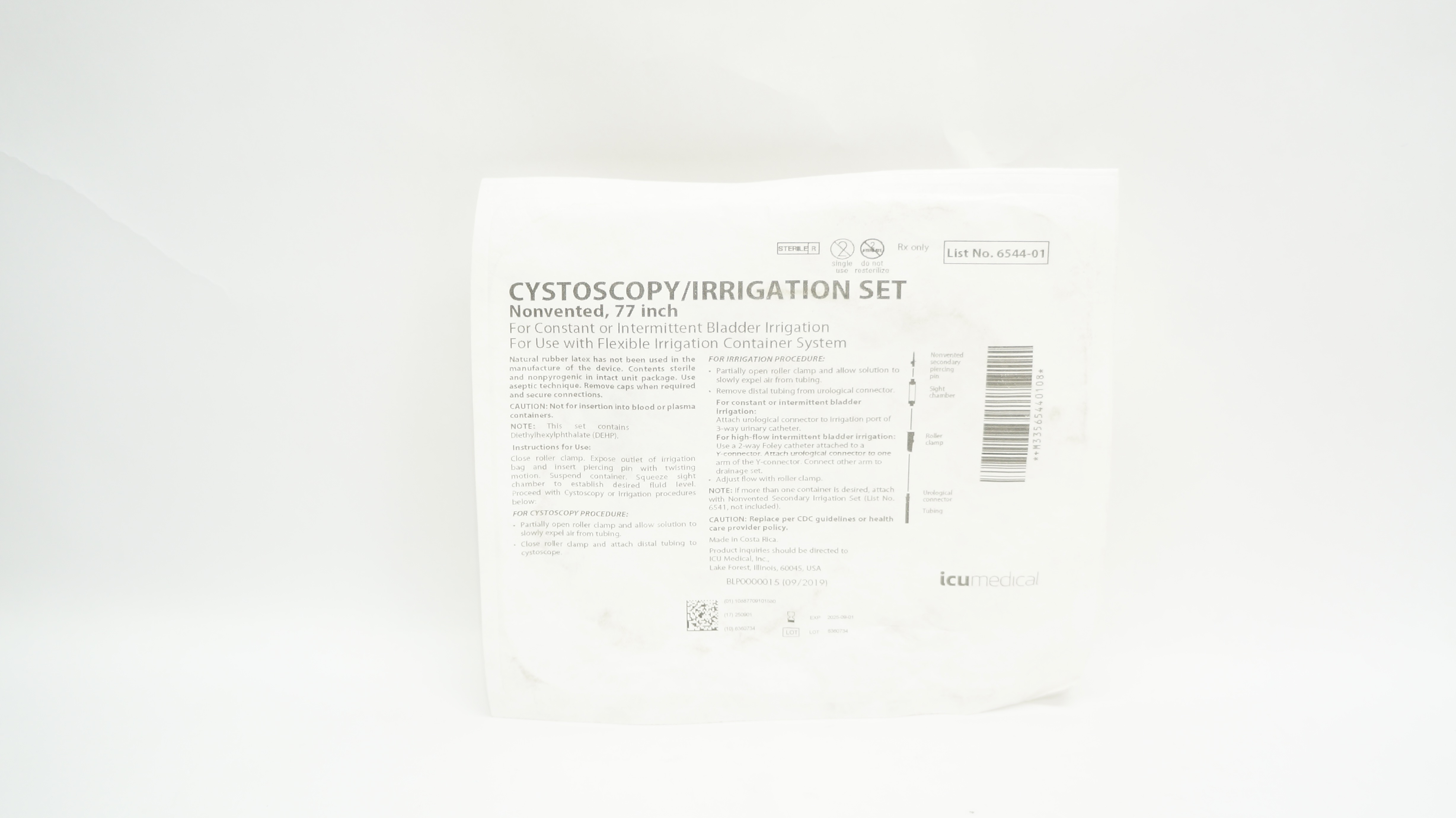 ICU Medical 6544-01 Cystoscopy Irrigation Set Nonvented, 77inch