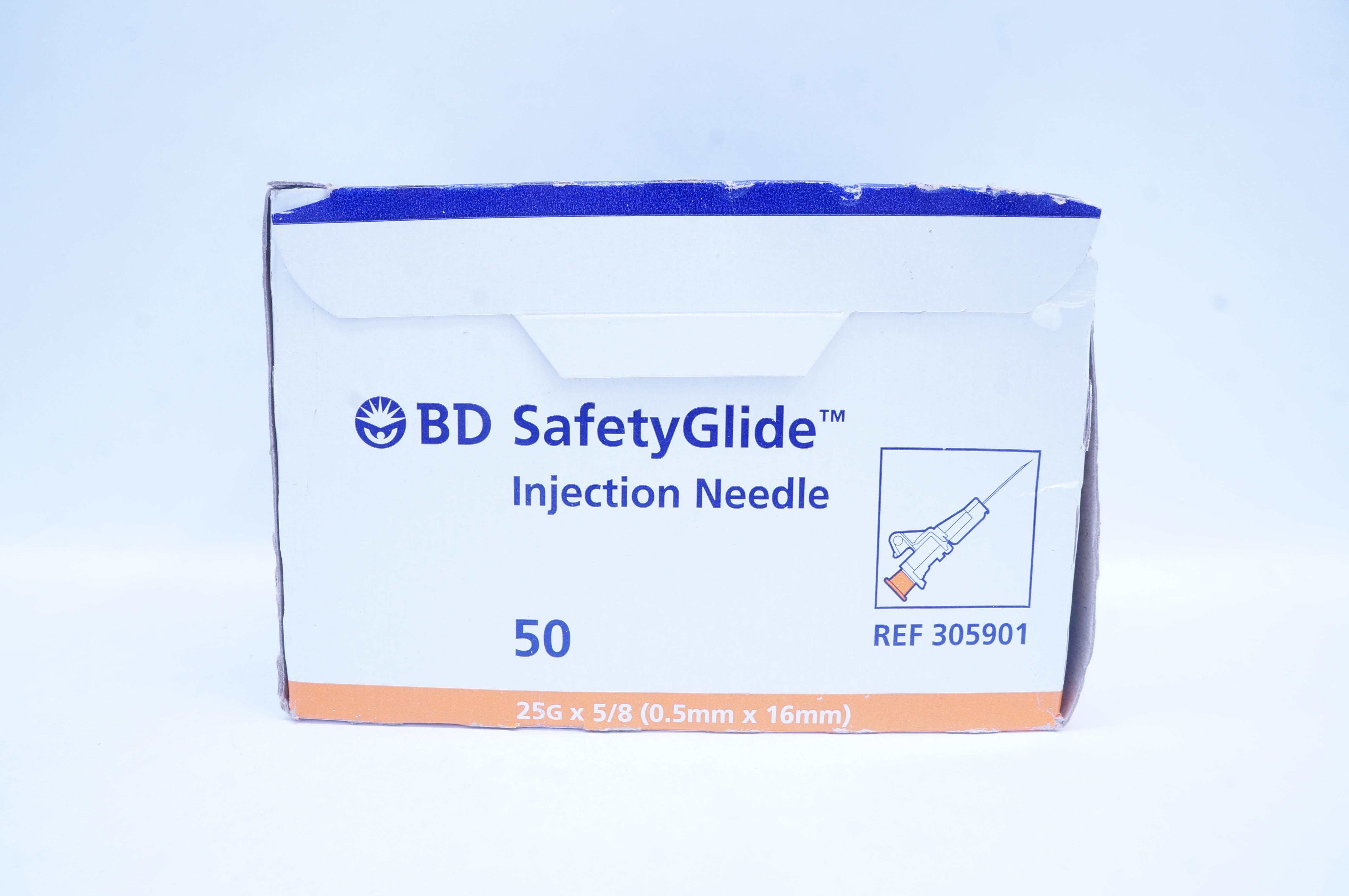 BD 305901 Safety Glide Injection Ndle 25G x 5/8inch - Box of 50