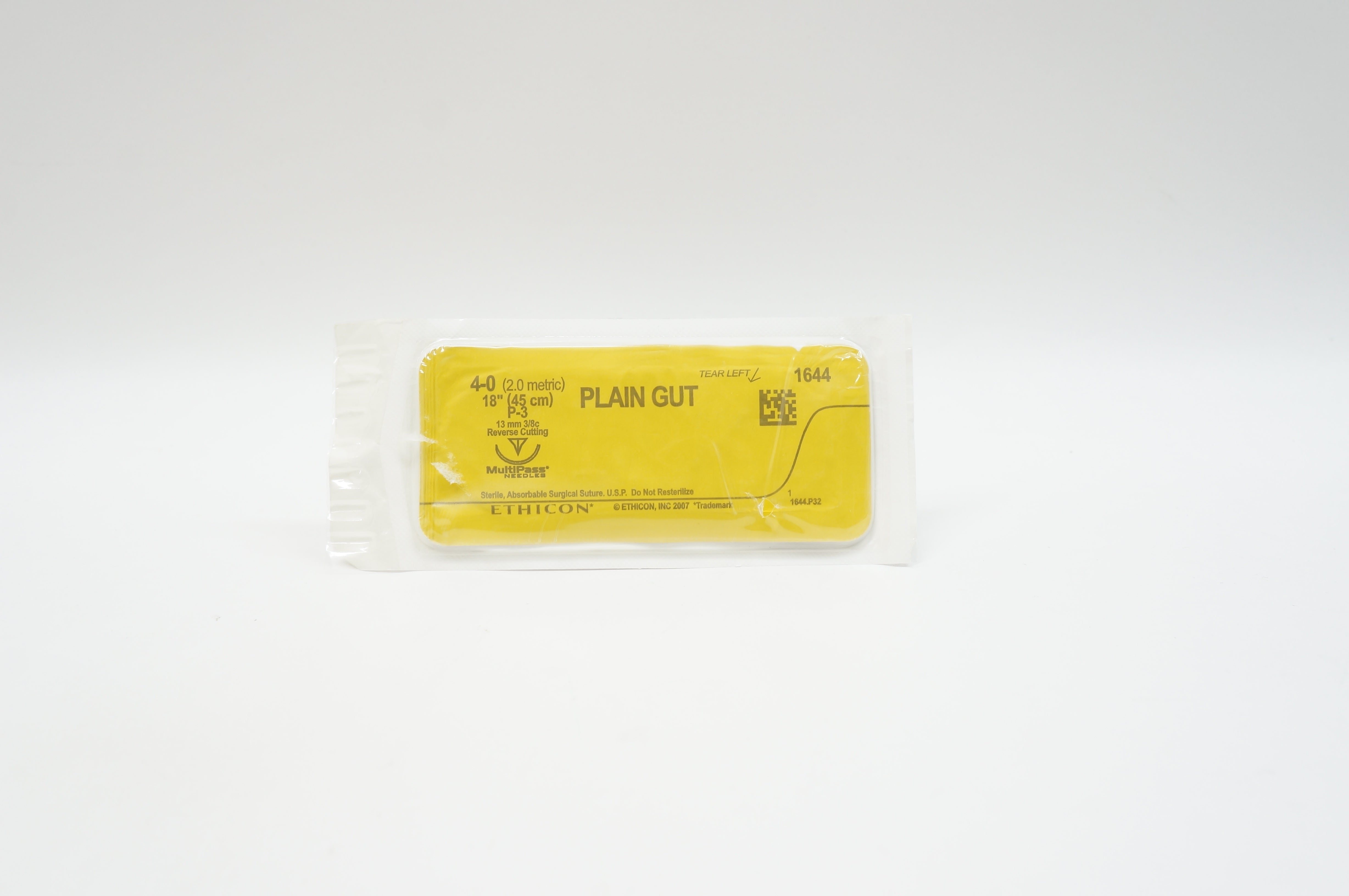 Ethicon 1644 4-0 PLAIN GUT, P-3, 13mm 3/8c Reverse Cutting, 18inch (x)