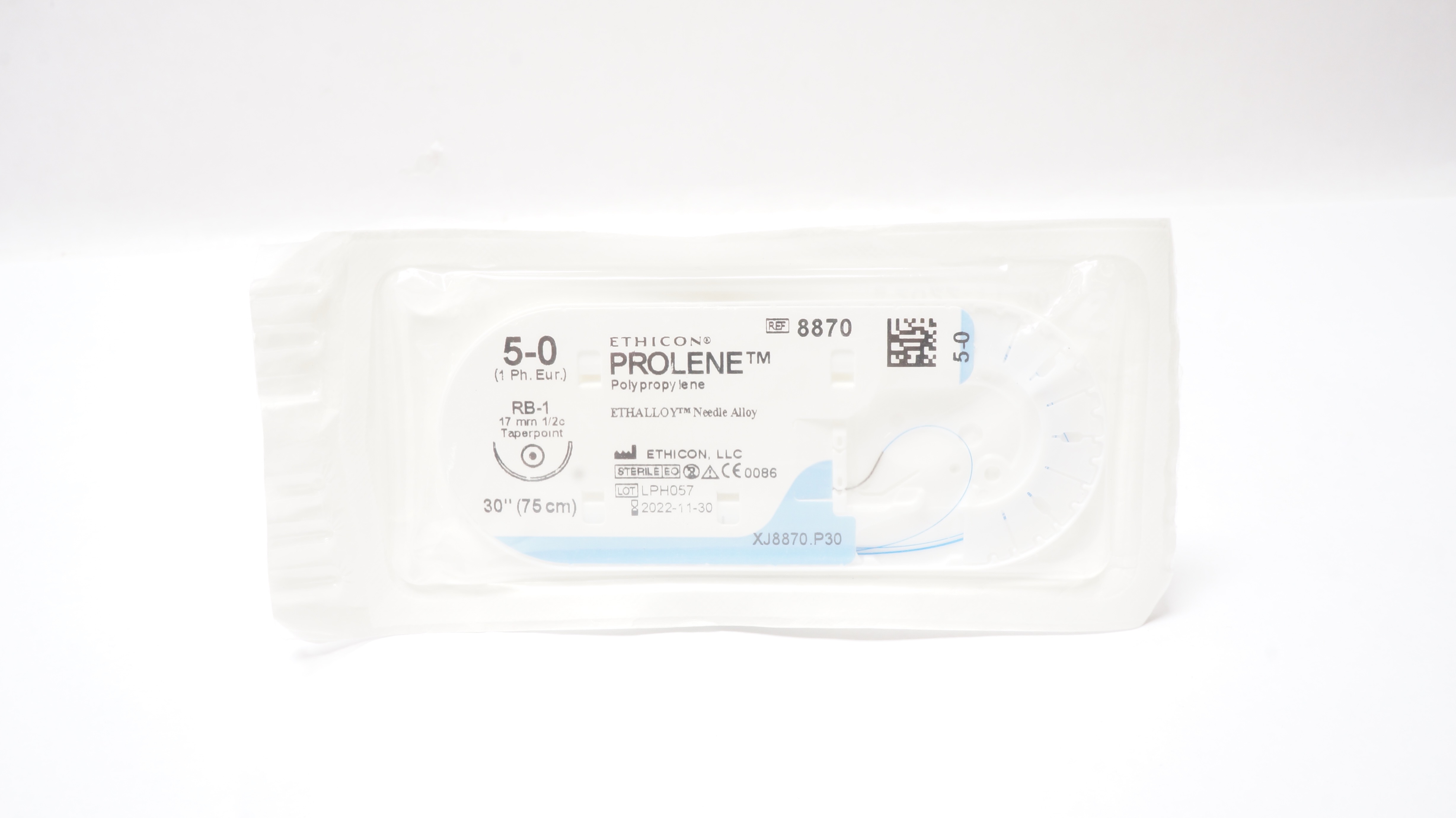 Ethicon 8870 5-0 Prolene Polypropylene Stre RB-1 17mm 1/2c Taper, 30 inch (x)