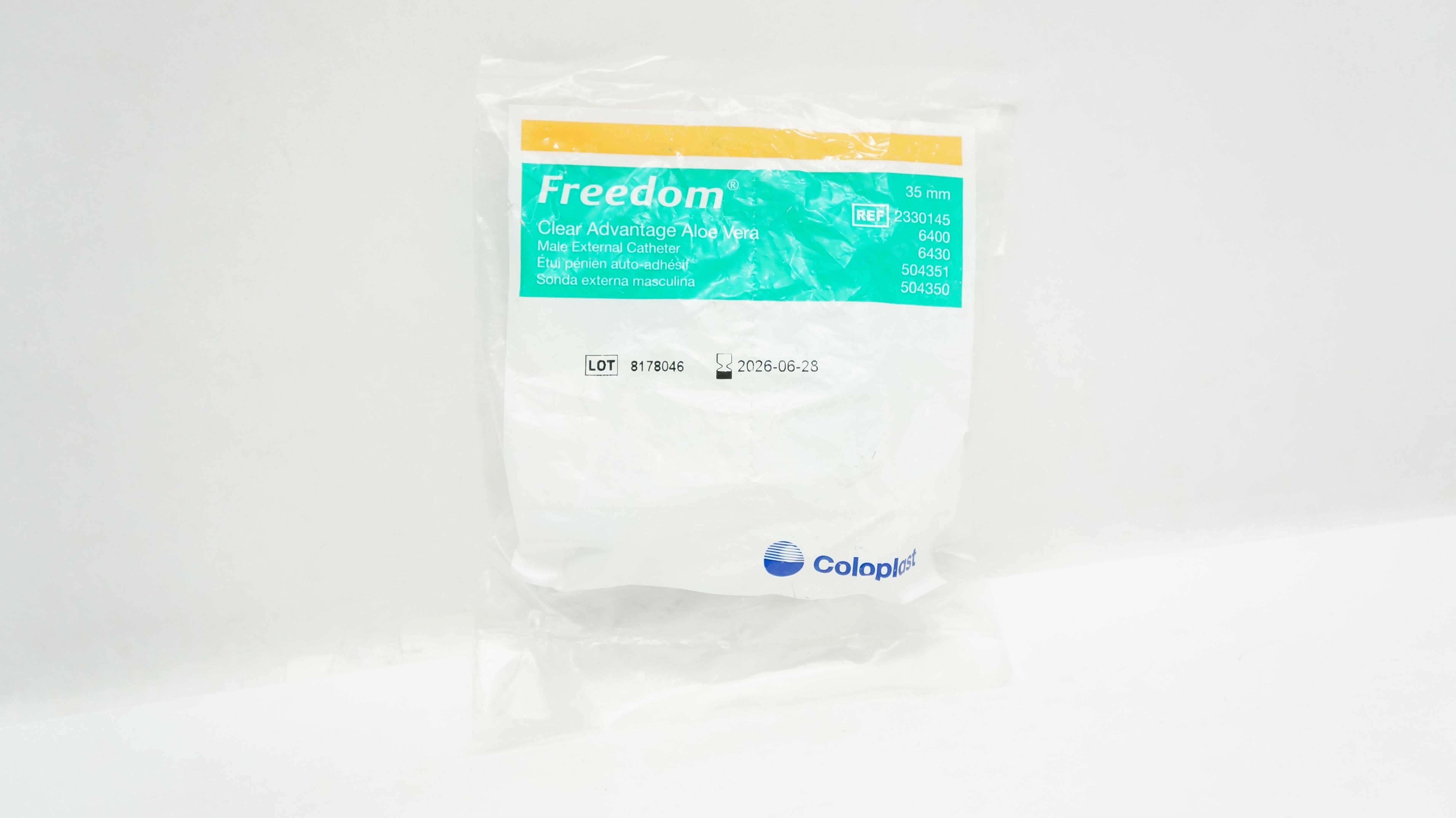 Coloplast 2330145 Freedom Clear Advantage Aloe Vera Male External Cath. 35mm