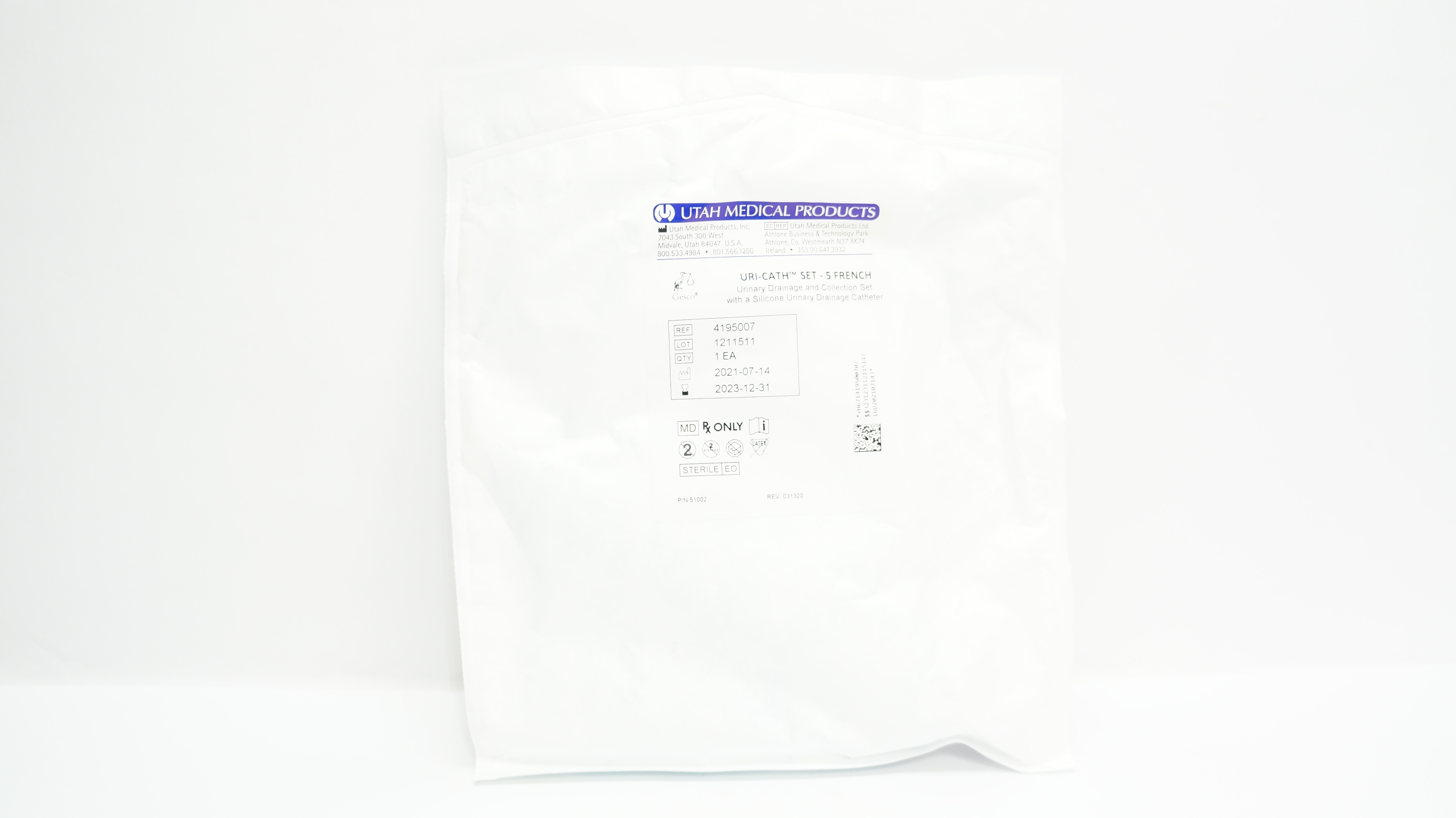 Utah Medical 4195007 Uri-Cath Set 5Fr. Urinary Drainage and Collection Set (x)