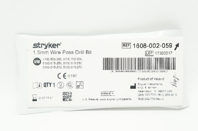 Stryker 1608-002-059 Wire Pass Drill Bit 1.5mm (x)
