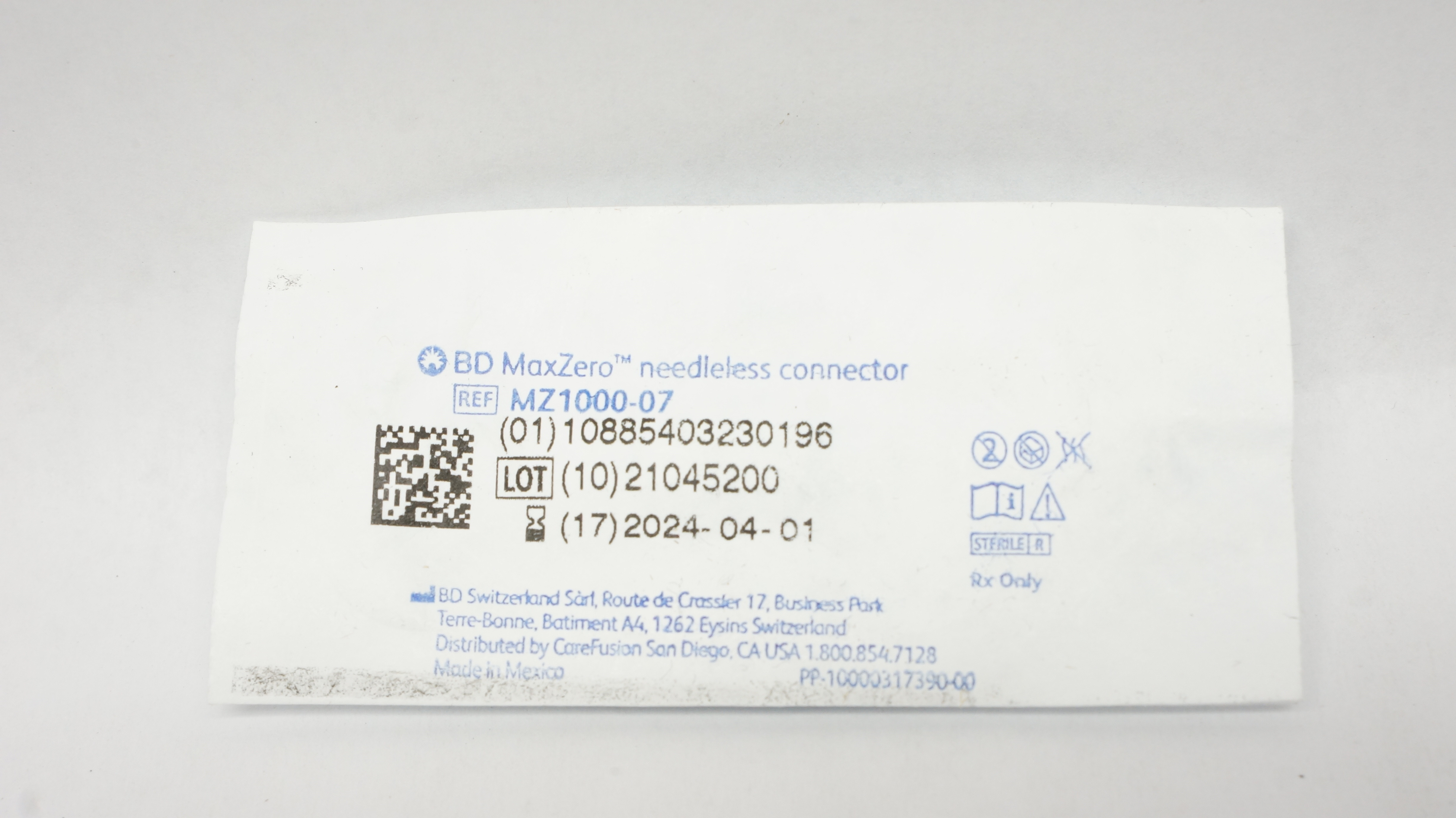 BD MZ1000-07 MaxZero Ndleless Connector