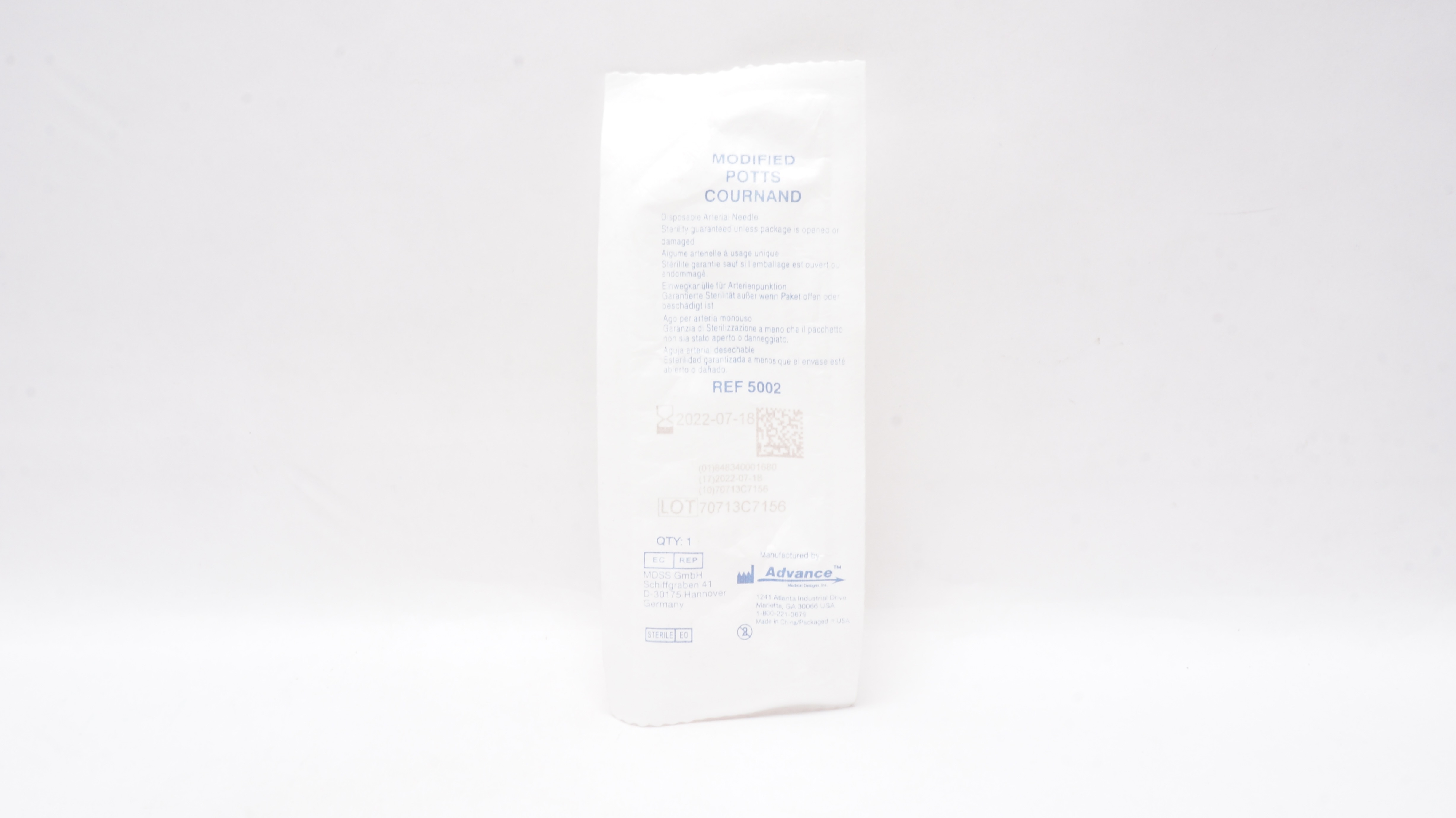 Advance 5002 Modified Potts Cournand Disposable Potts Cournand (x)