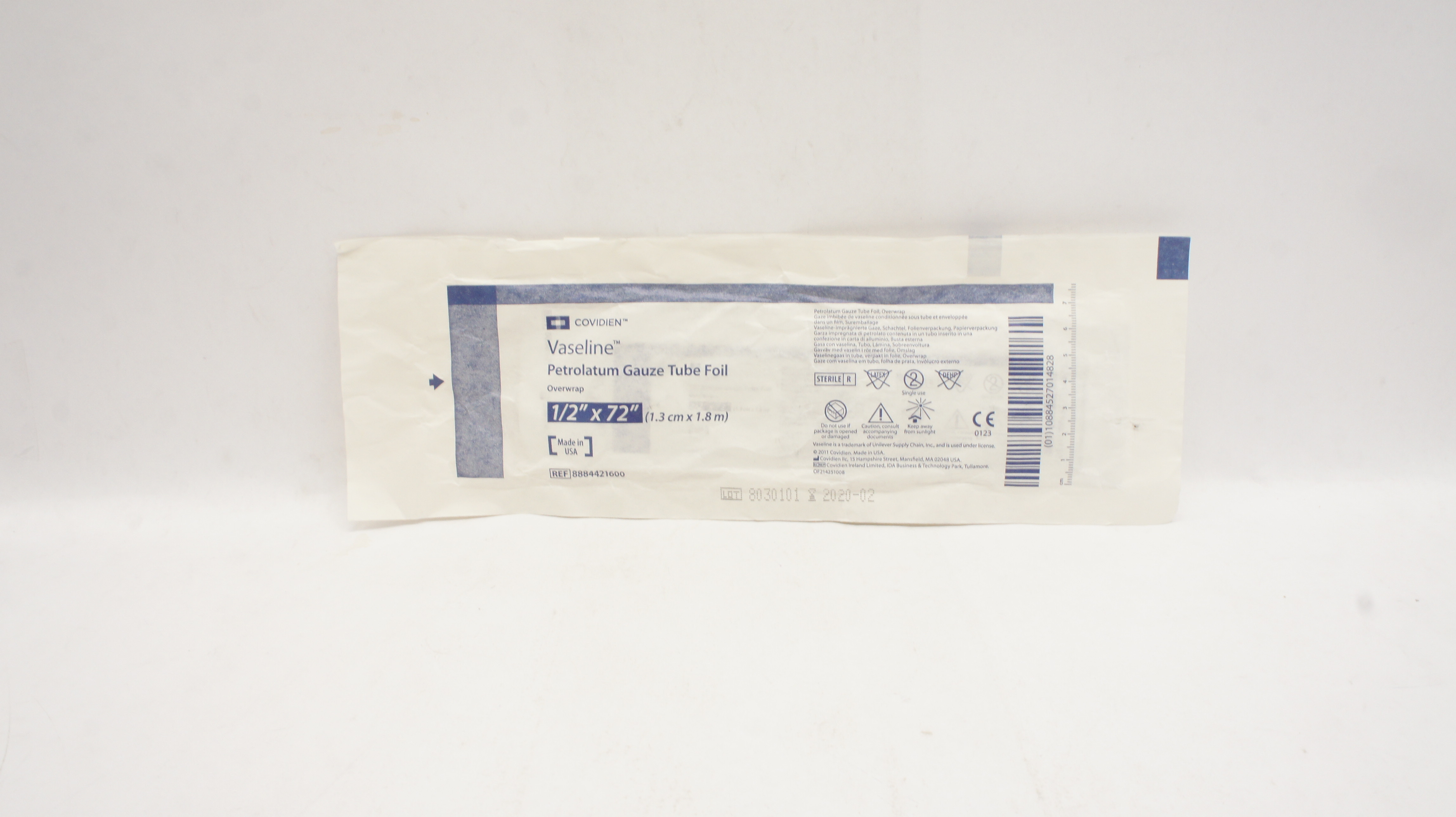Covidien 8884421600 Vaseline Petrolatum Gauze Tube Foil 1/2 x 72inch (x)