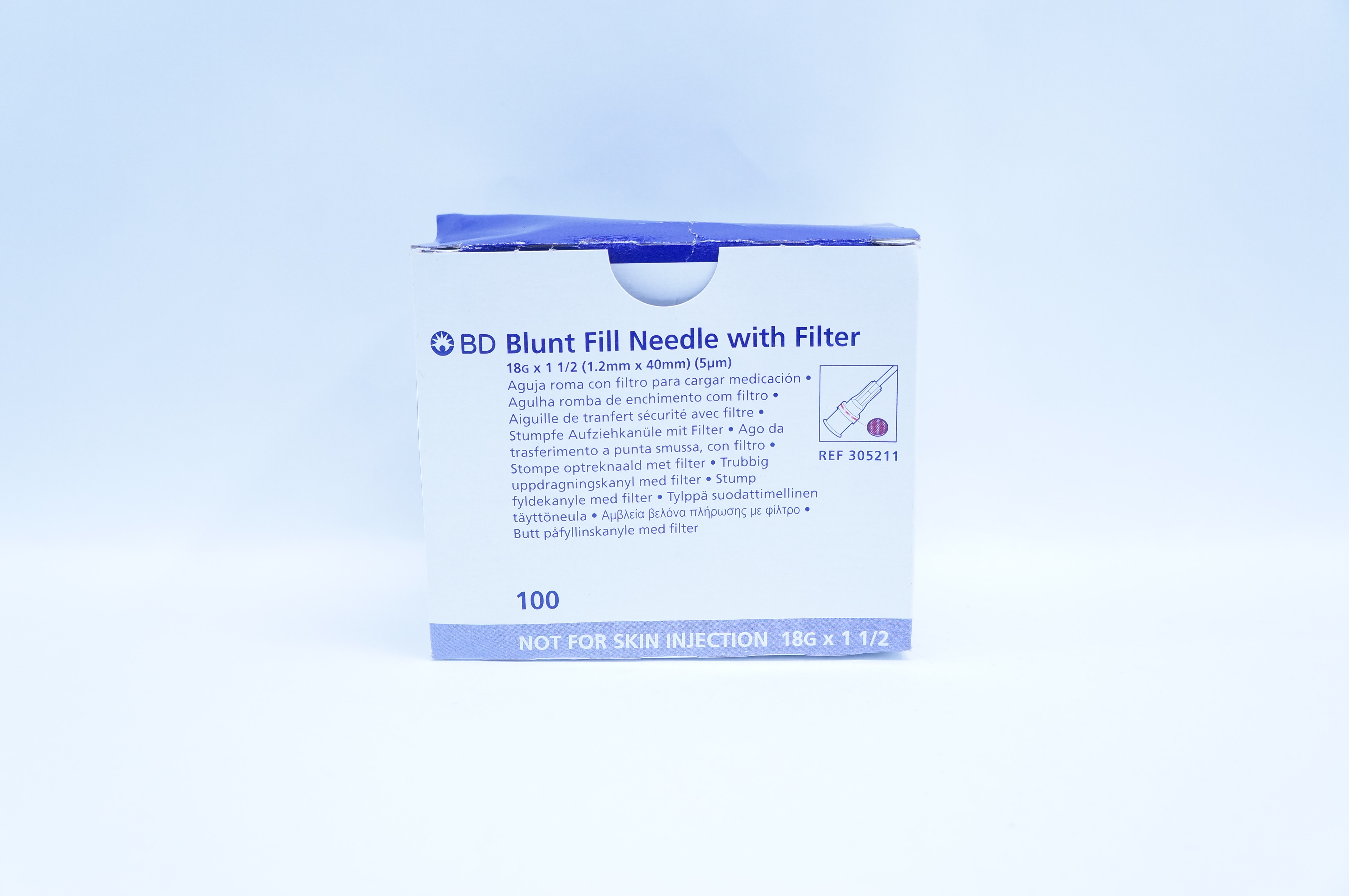 BD 305211 Blunt Fill Ndle with Filter 18G x 1 1/2inch - Box of 100
