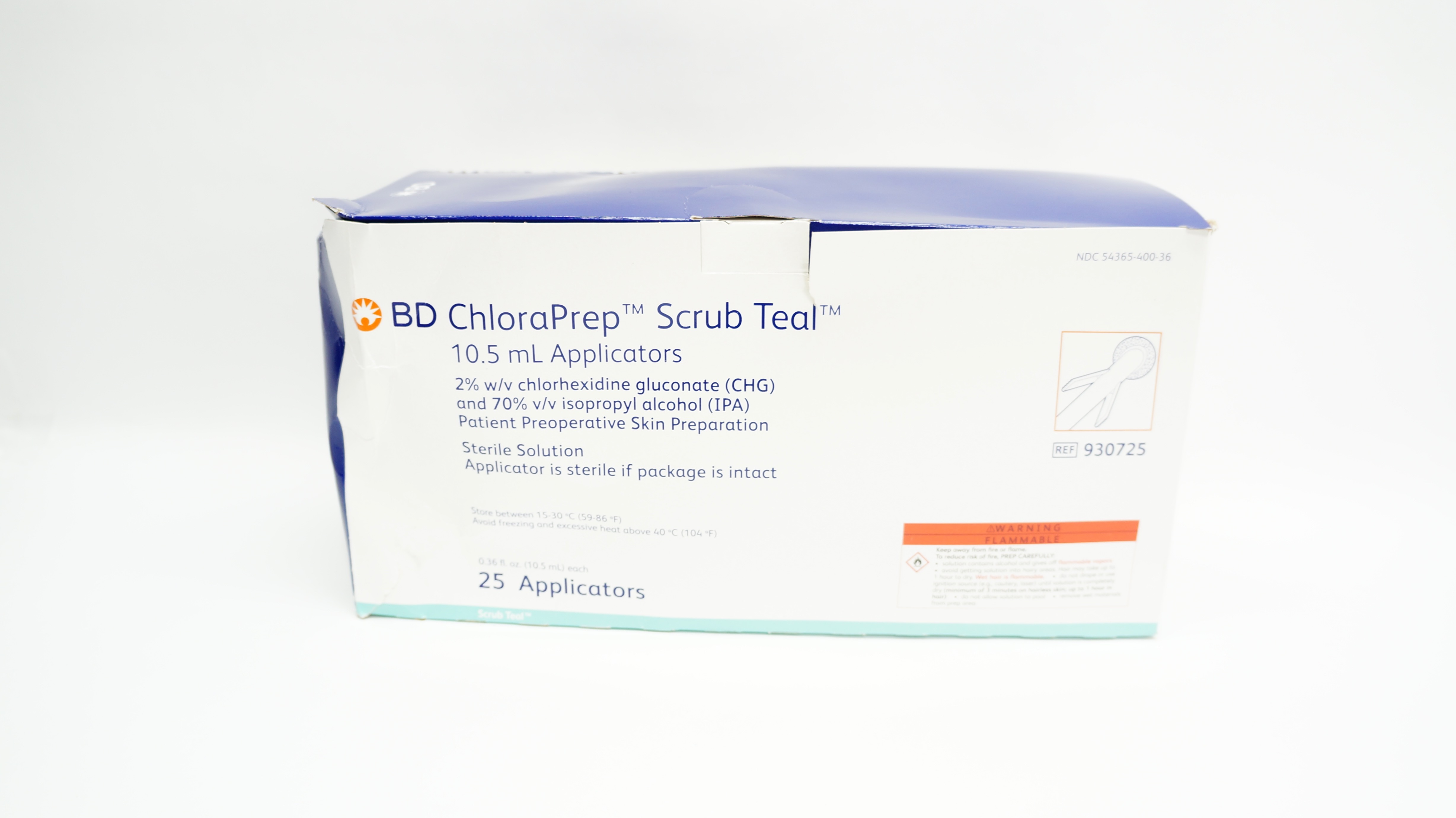BD 930725 ChloraPrep Scrub Teal 10.5mL Applicator - Box of 25