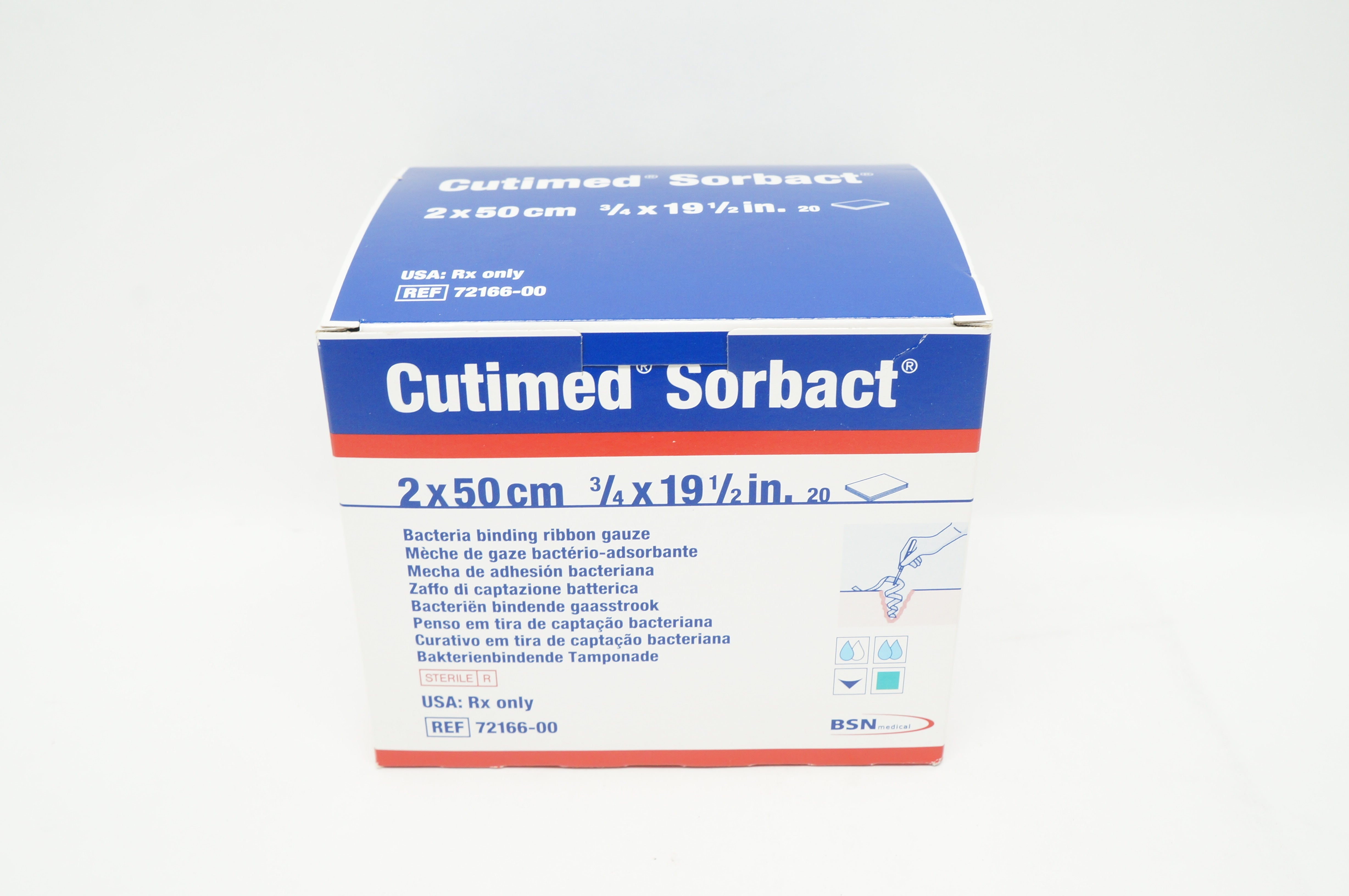 BSN Medical 72166-00 Bacteria Binding Ribbon Gauze 3/4 x 19-1/2in. - Box of 20