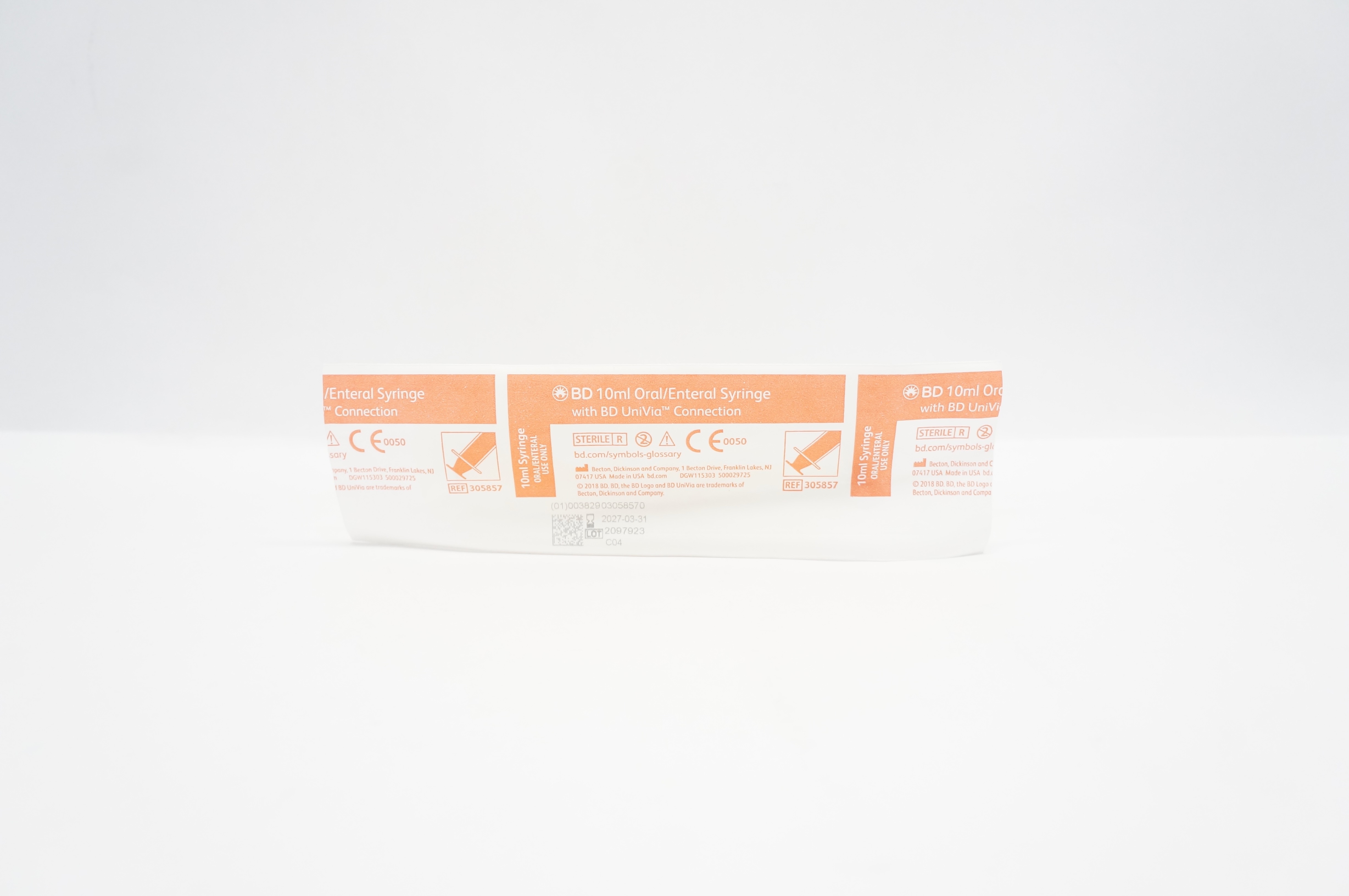 BD 305857 10ml Oral/Enteral Syringe w/UniVia Connection