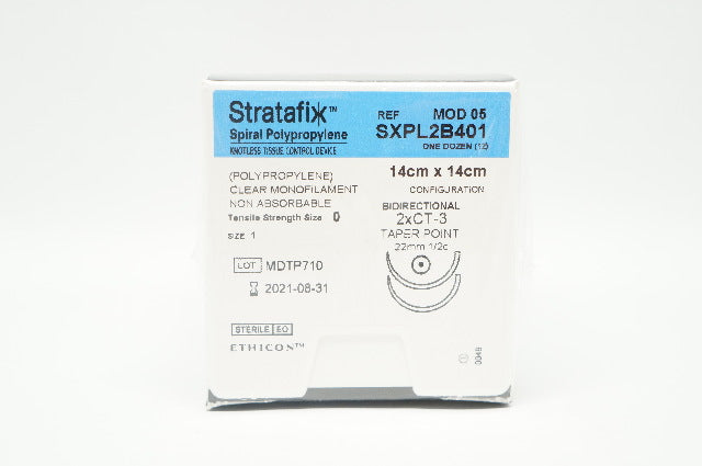 Ethicon SXPL2B401 0 Stratafix Stre 2xCT-3 22mm 1/2c 14cm x 14cm (x) - Box of 12