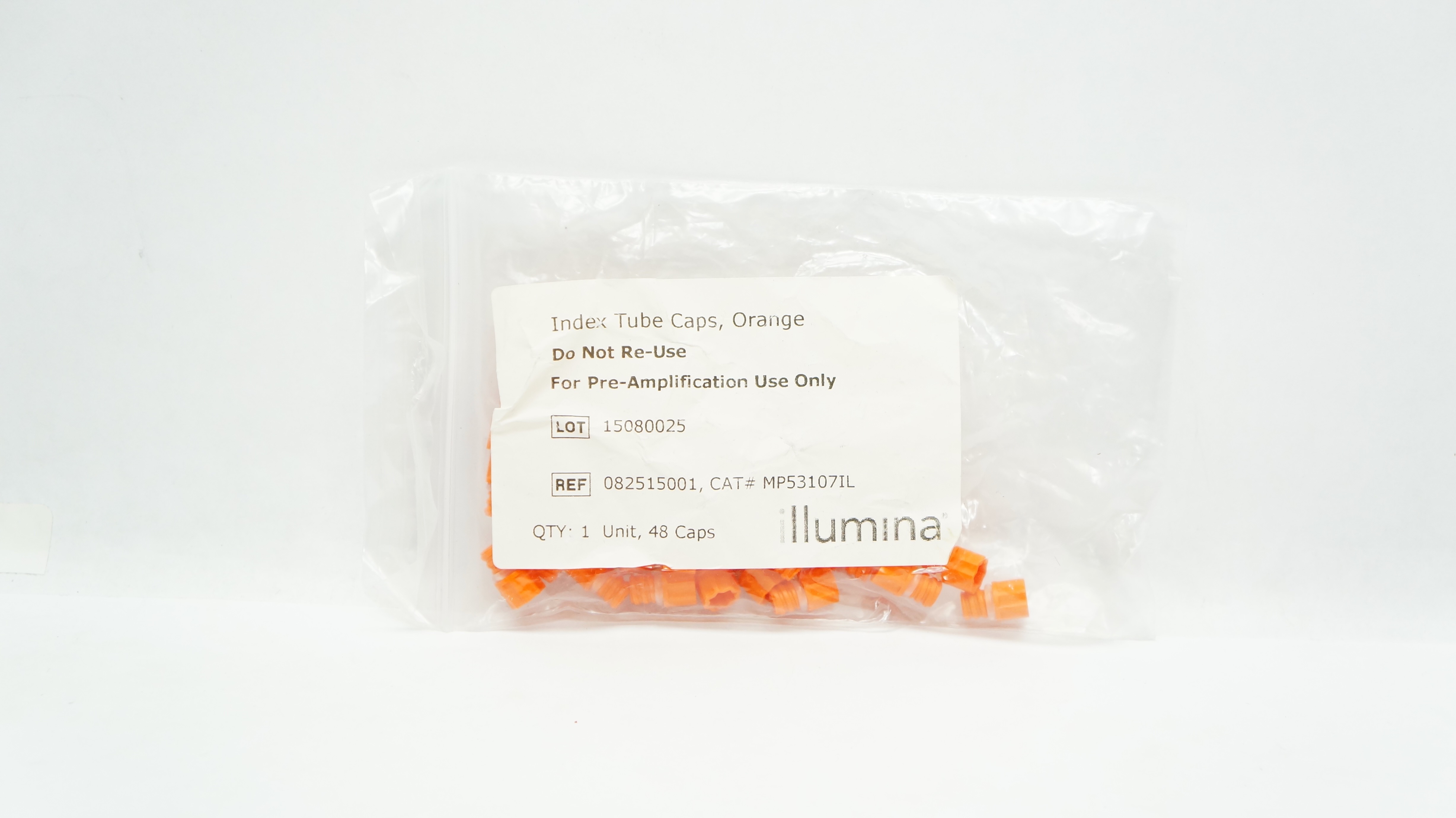 Illumina 082515001 Index Tube Caps, Orange - Pack of 48