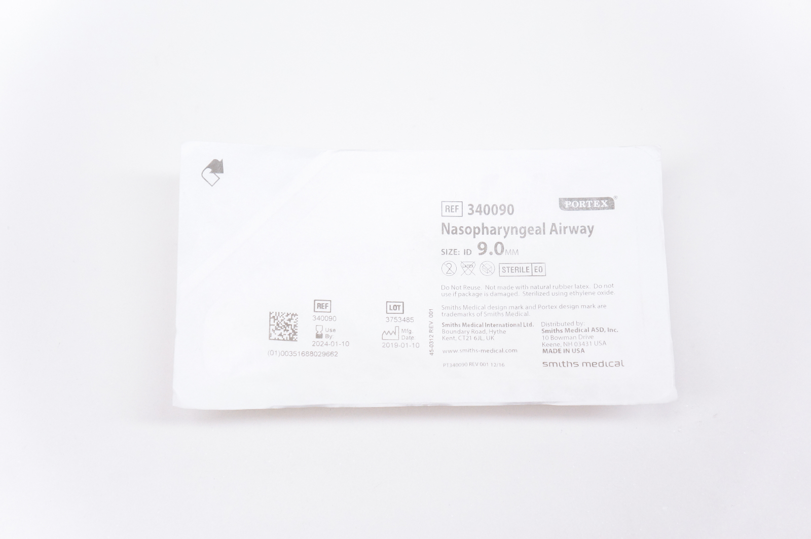 Smiths Medical 340090 Nasopharyngeal Airway Size 9.0mm