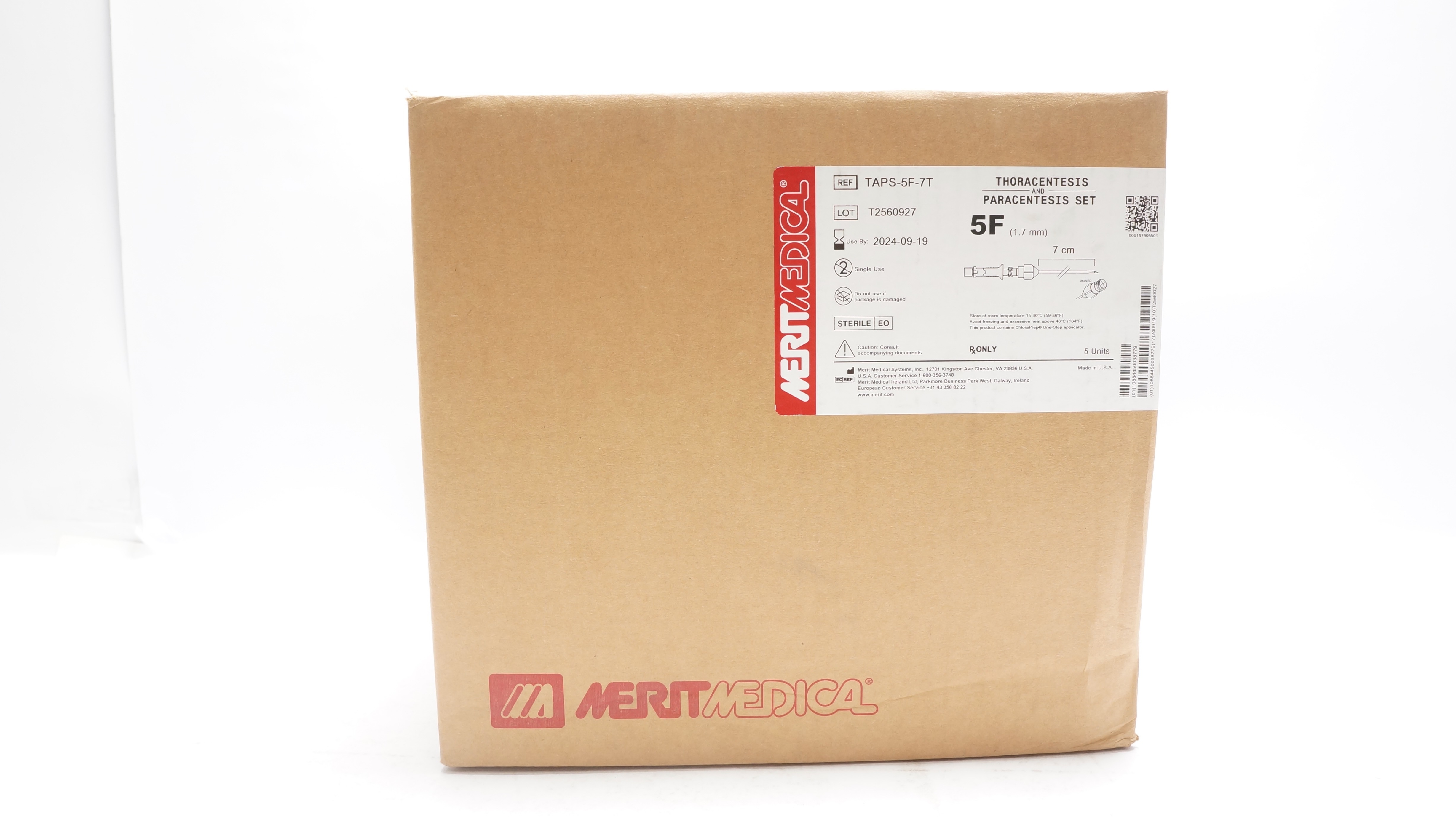 Meritmedical TAPS-5F-7T Thoracentesis & Paracentesis Set 5F x 7cm - Box of 5 (x)