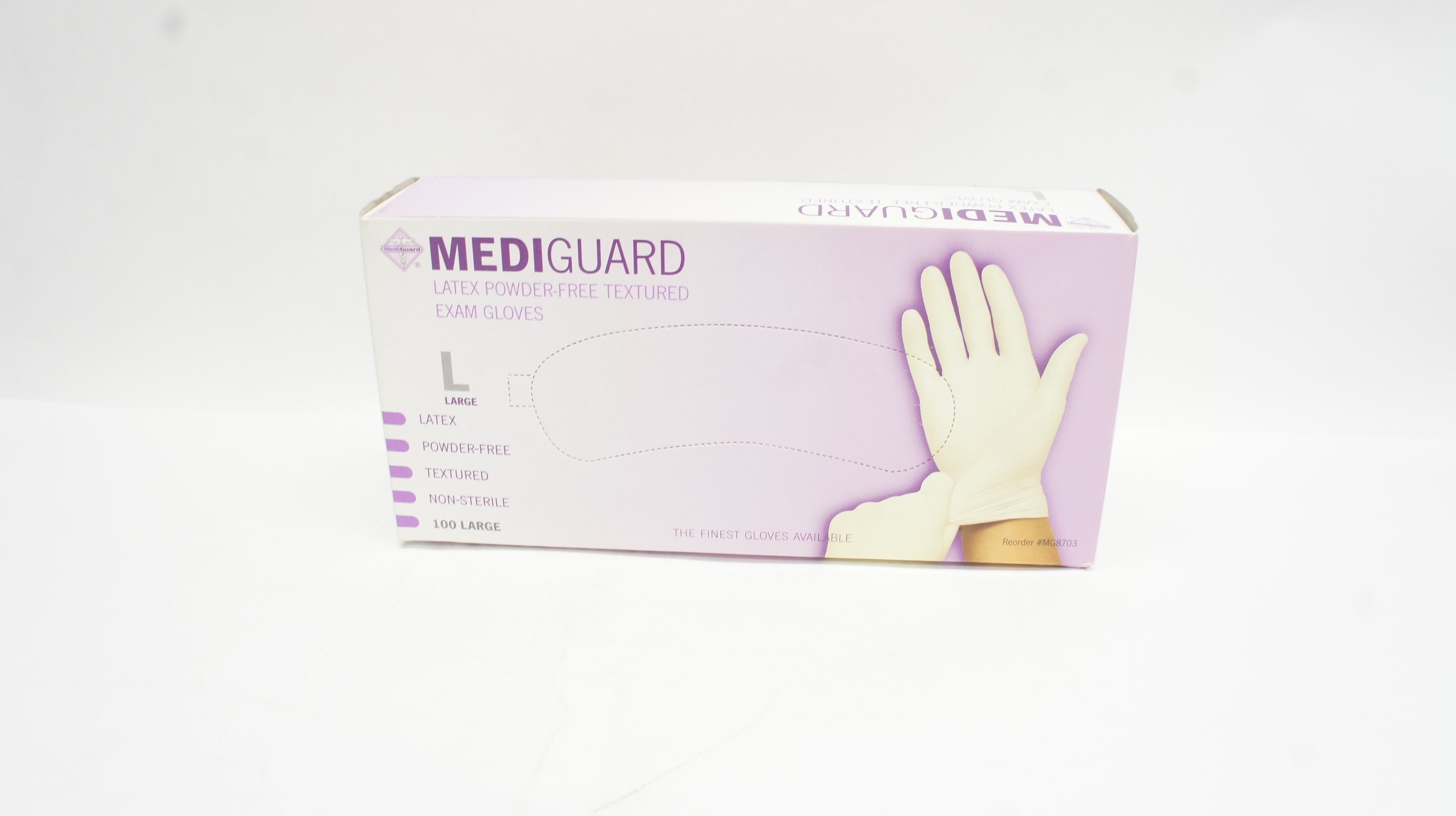 Caring International MG8703 MediGuard Latex Powder-Free Exam Gloves L - Box of 10