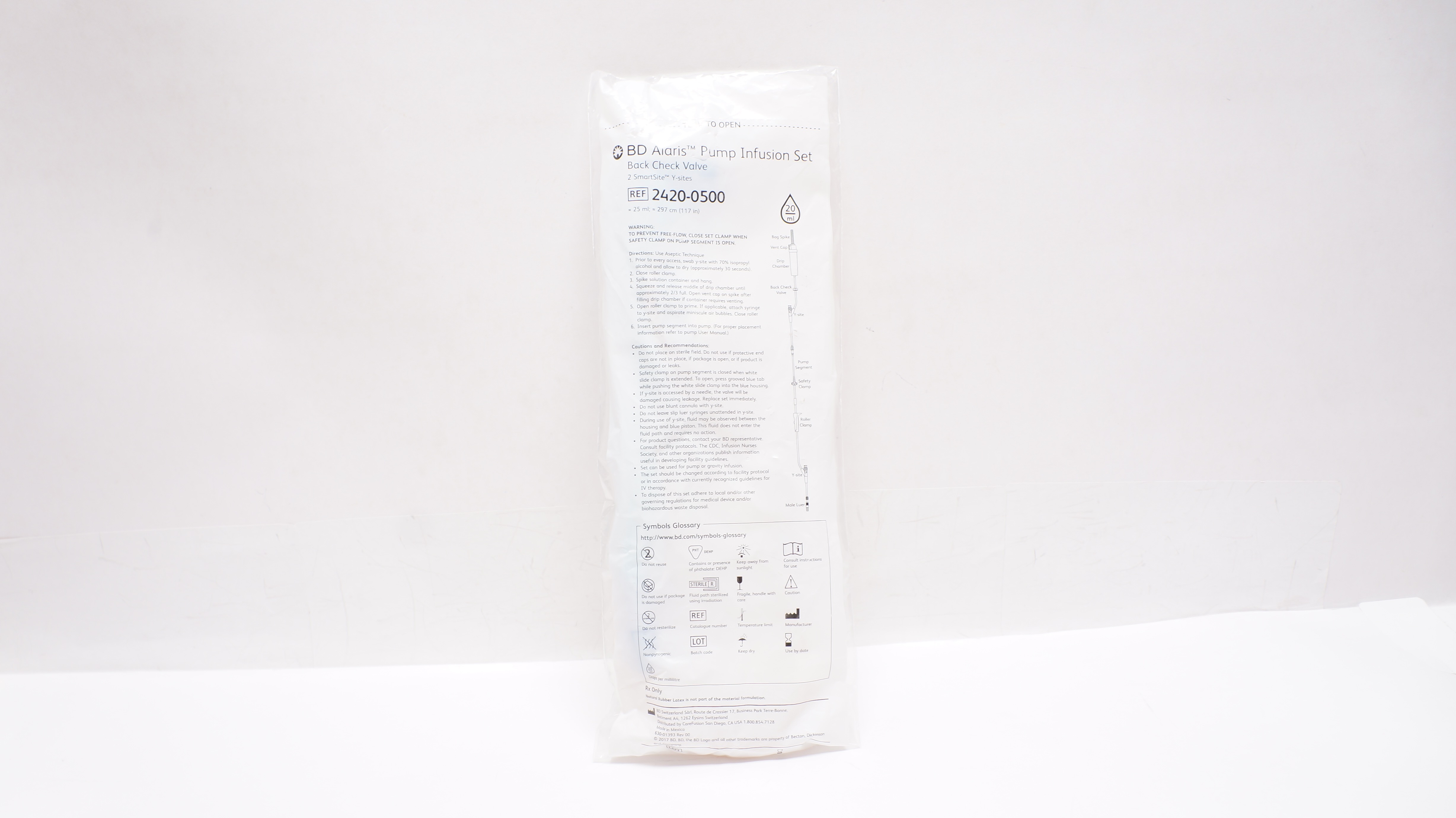 BD 2420-0500 Alaris Pump Infusion Set 25ml x 117inch 20Drops/ml (x)