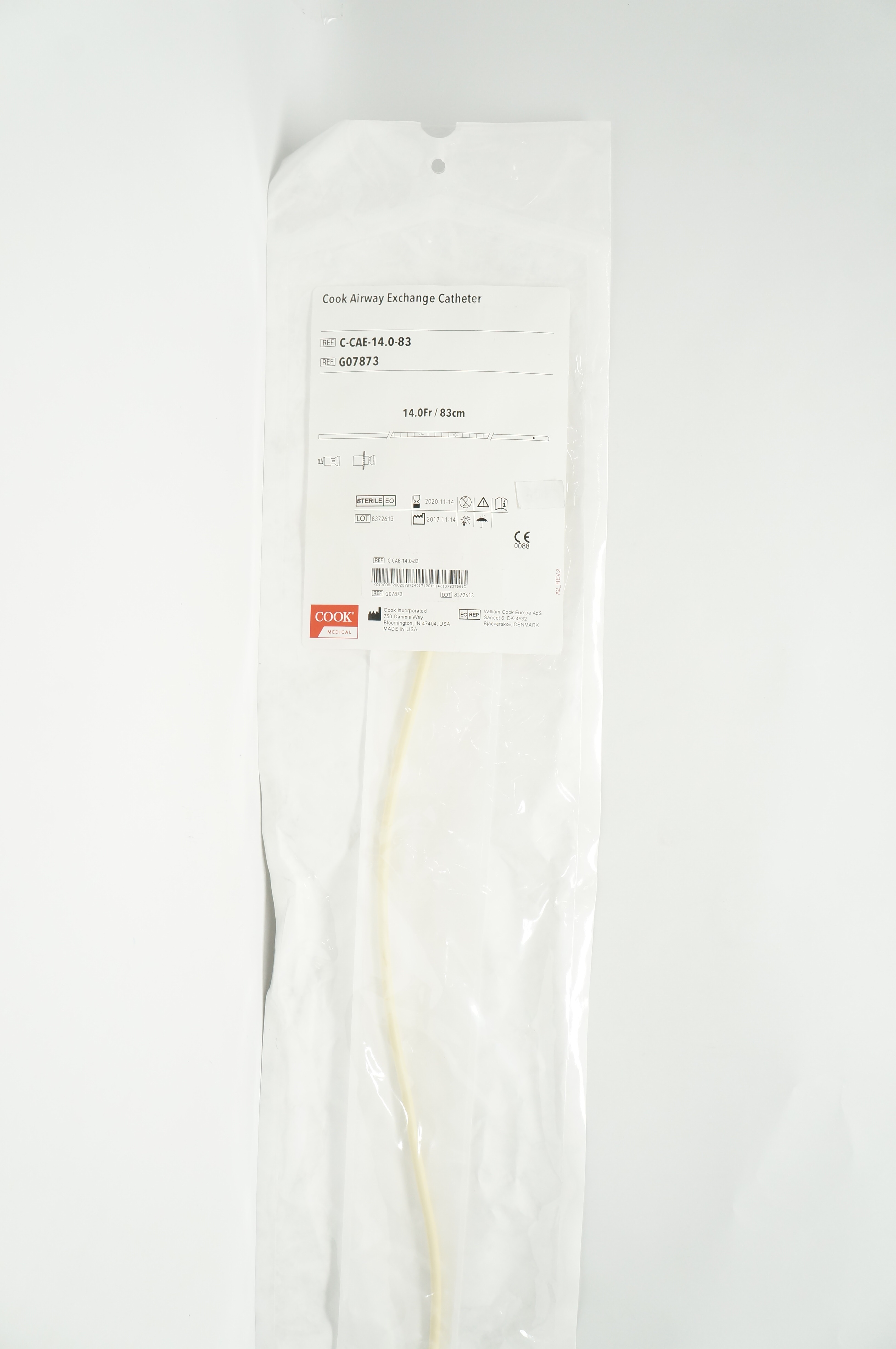 Cook G07873 Airway Exchange Cath. with Rapi-Fit Adapters 14.0Fr x 83cm (x)