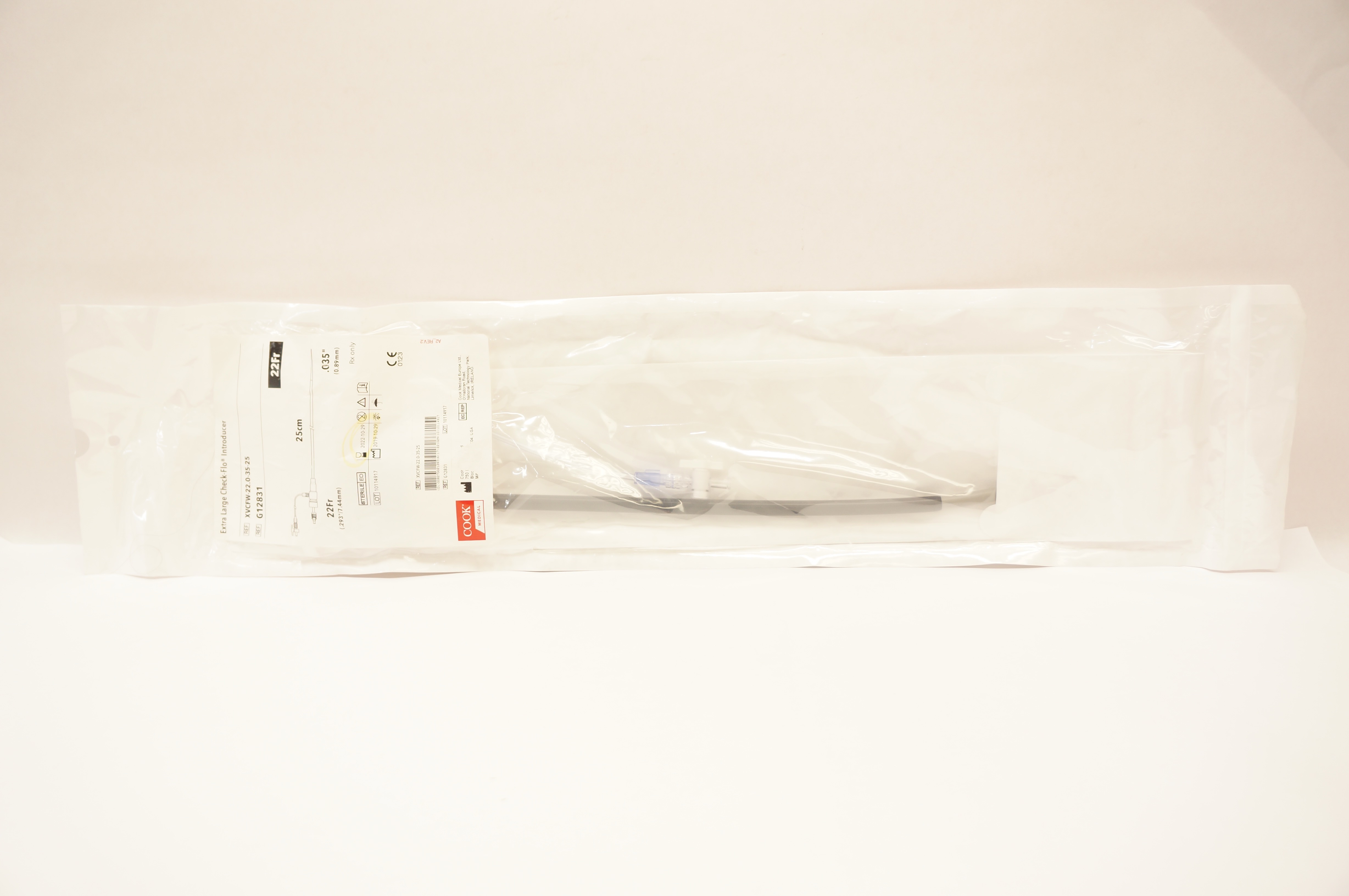 Cook Medical G12831 Extra Large Check-Flo Introducer 22Fr x 25cm x .035inch(x)
