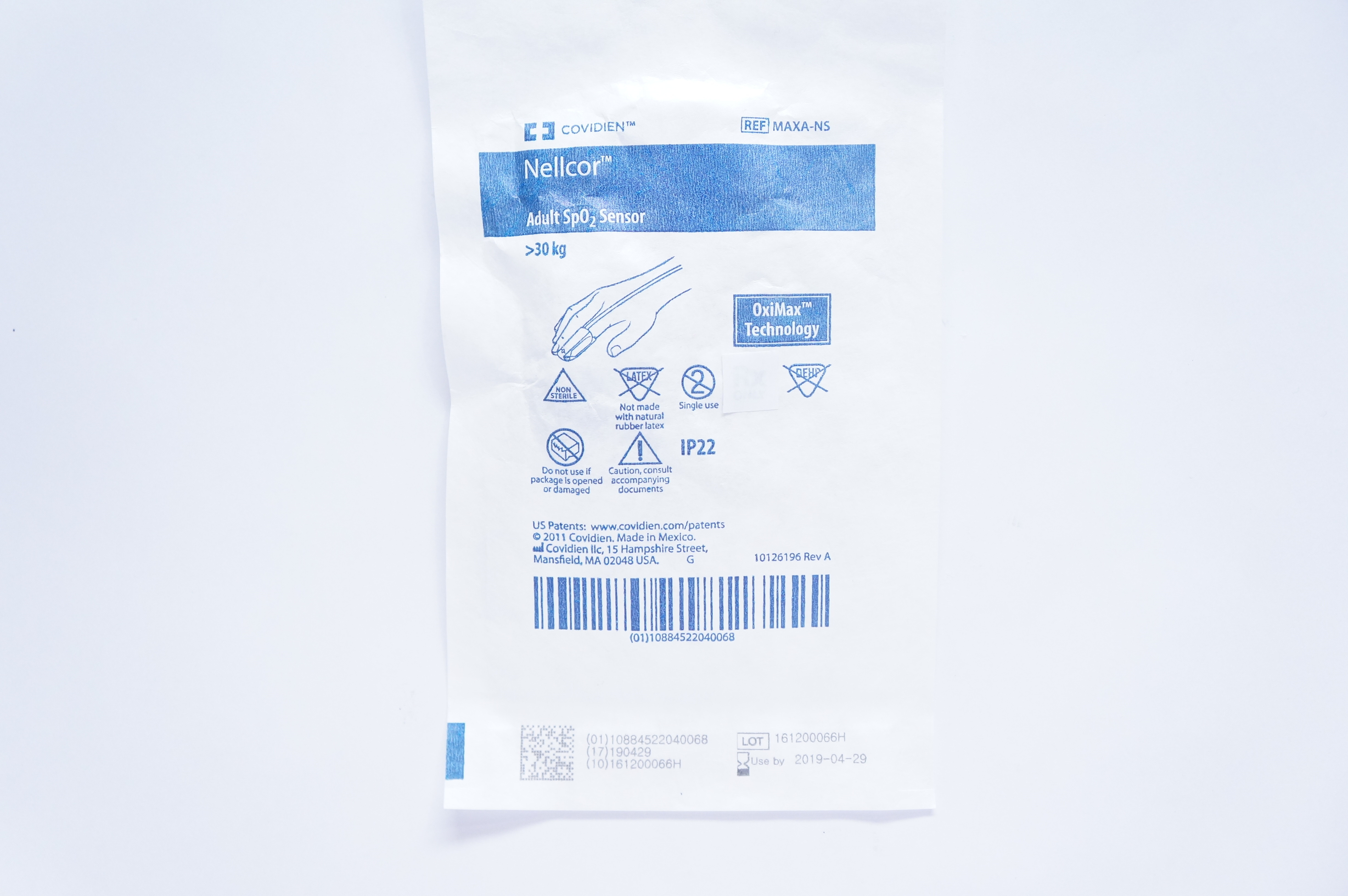 Covidien MAXA-NS Nellcor Adult SpO2 Sensor >30kg (x)