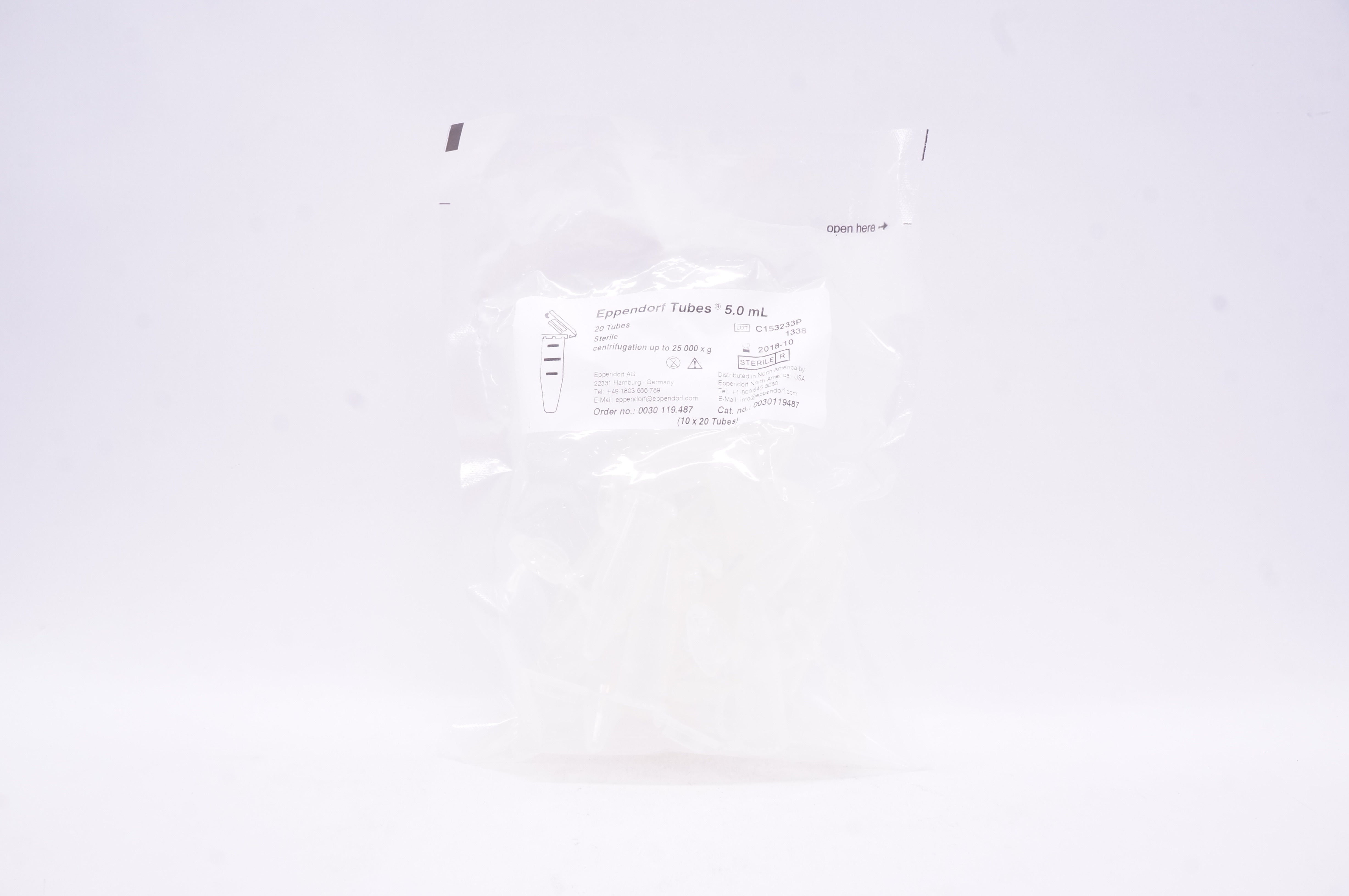 Eppendorf AG 0030119487 Sterile Tubes 5.0 mL (x) - Box of 18