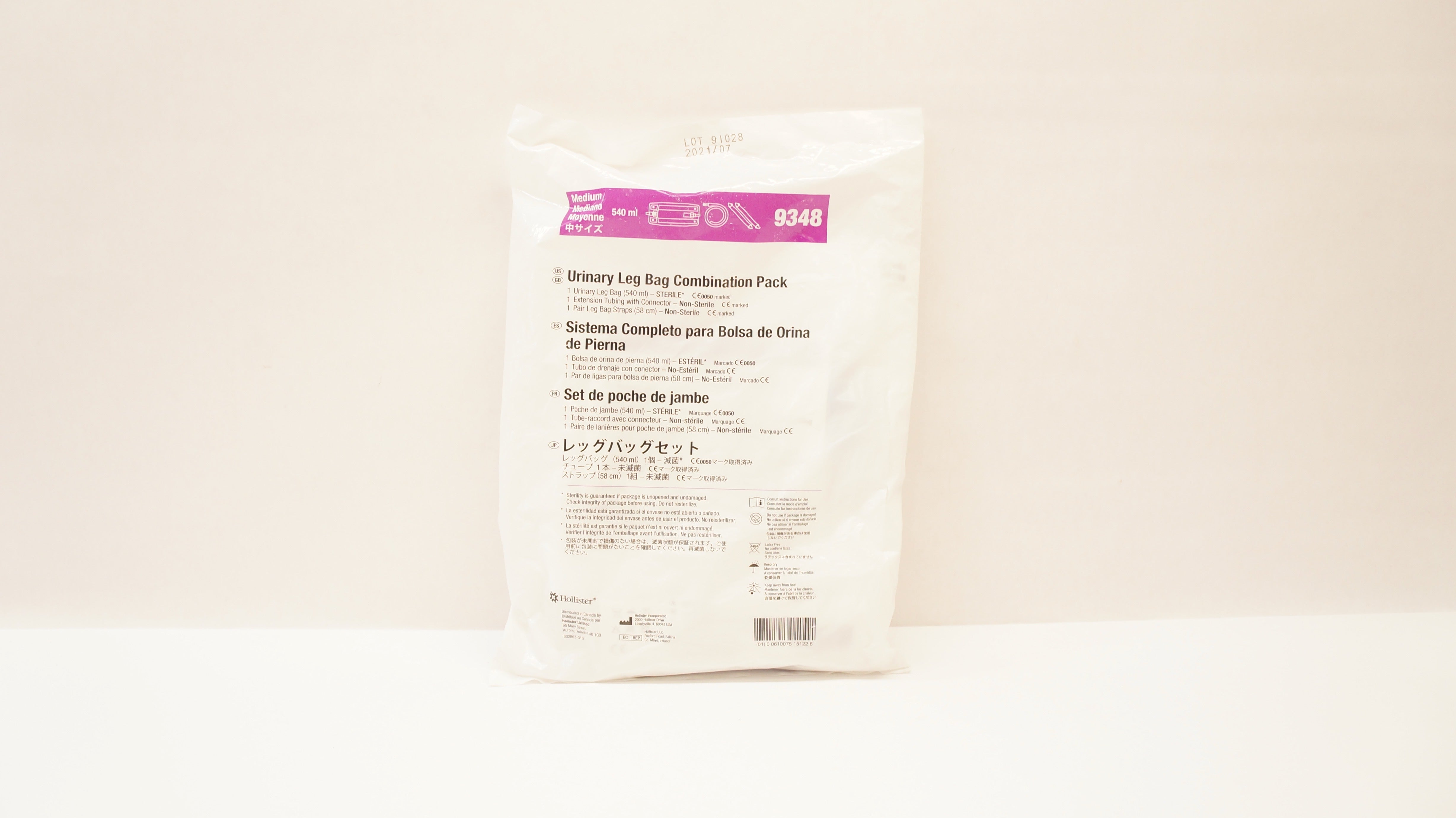 Hollister 9348 Urinary Leg Bag Combination Pack Medium, 540 ml (x)