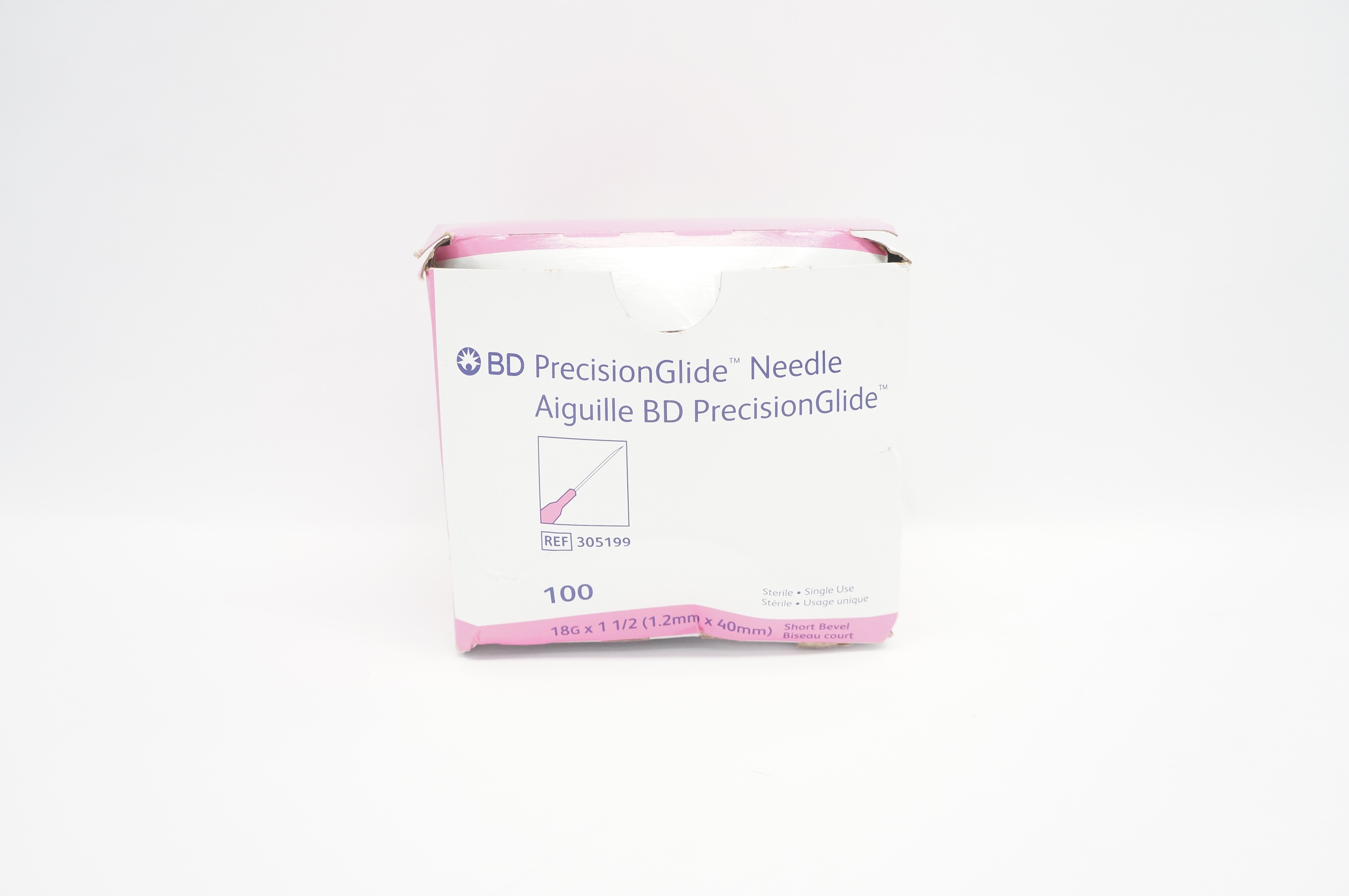 BD 305199 Precision Glide Ndle 18G x 1-1/2inch - Box of 100