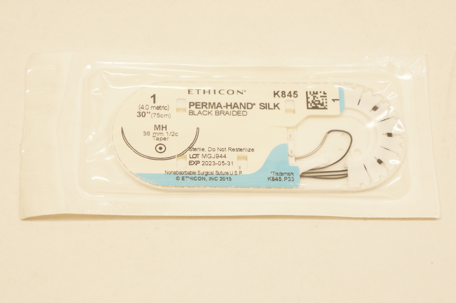 Ethicon K845 1 PERMA-HAND SILK, MH, 36mm 1/2c Taper, 30inch