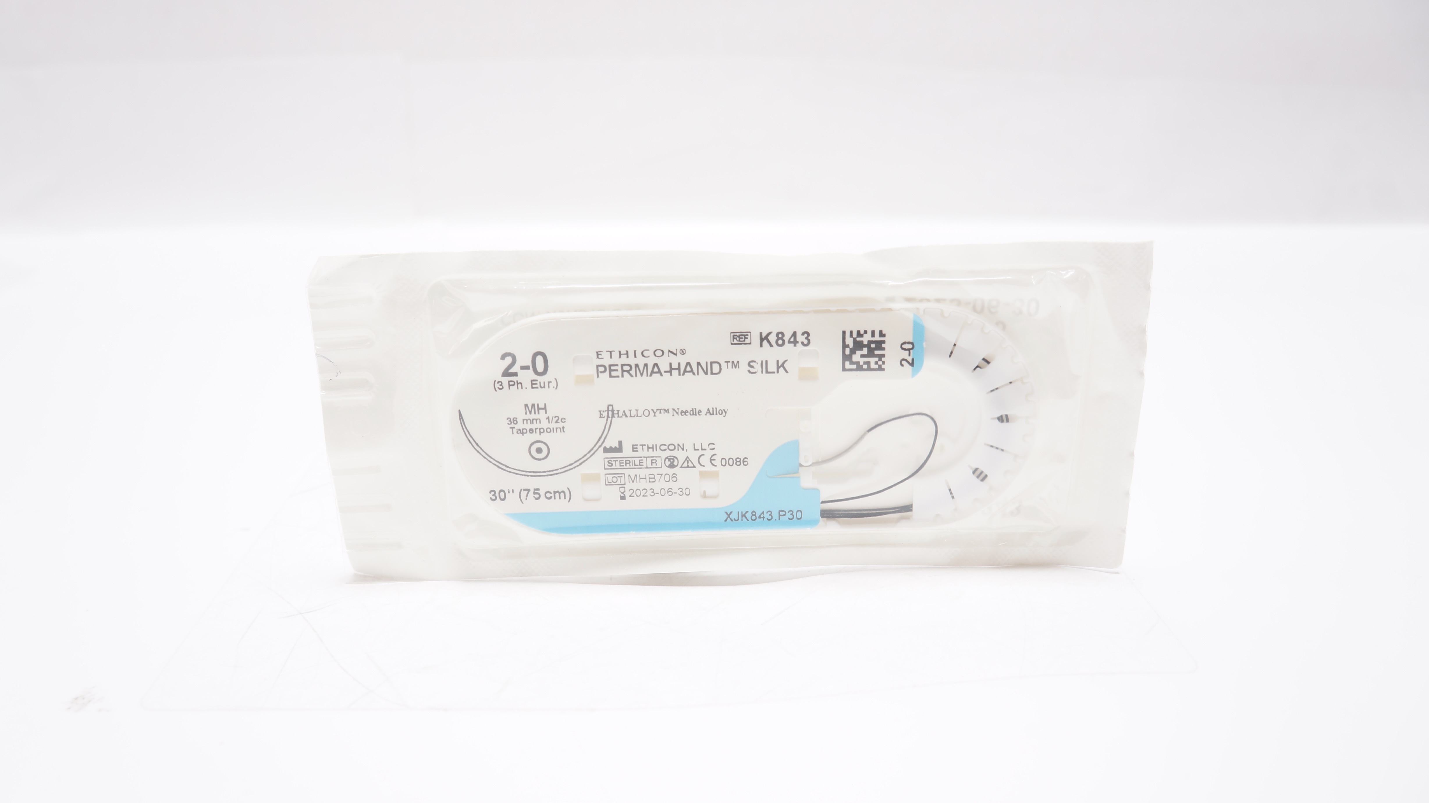 Ethicon K843 2-0 Perma-Hand Silk Stre MH 36mm 1/2c Taperpoint 30 inch (x)