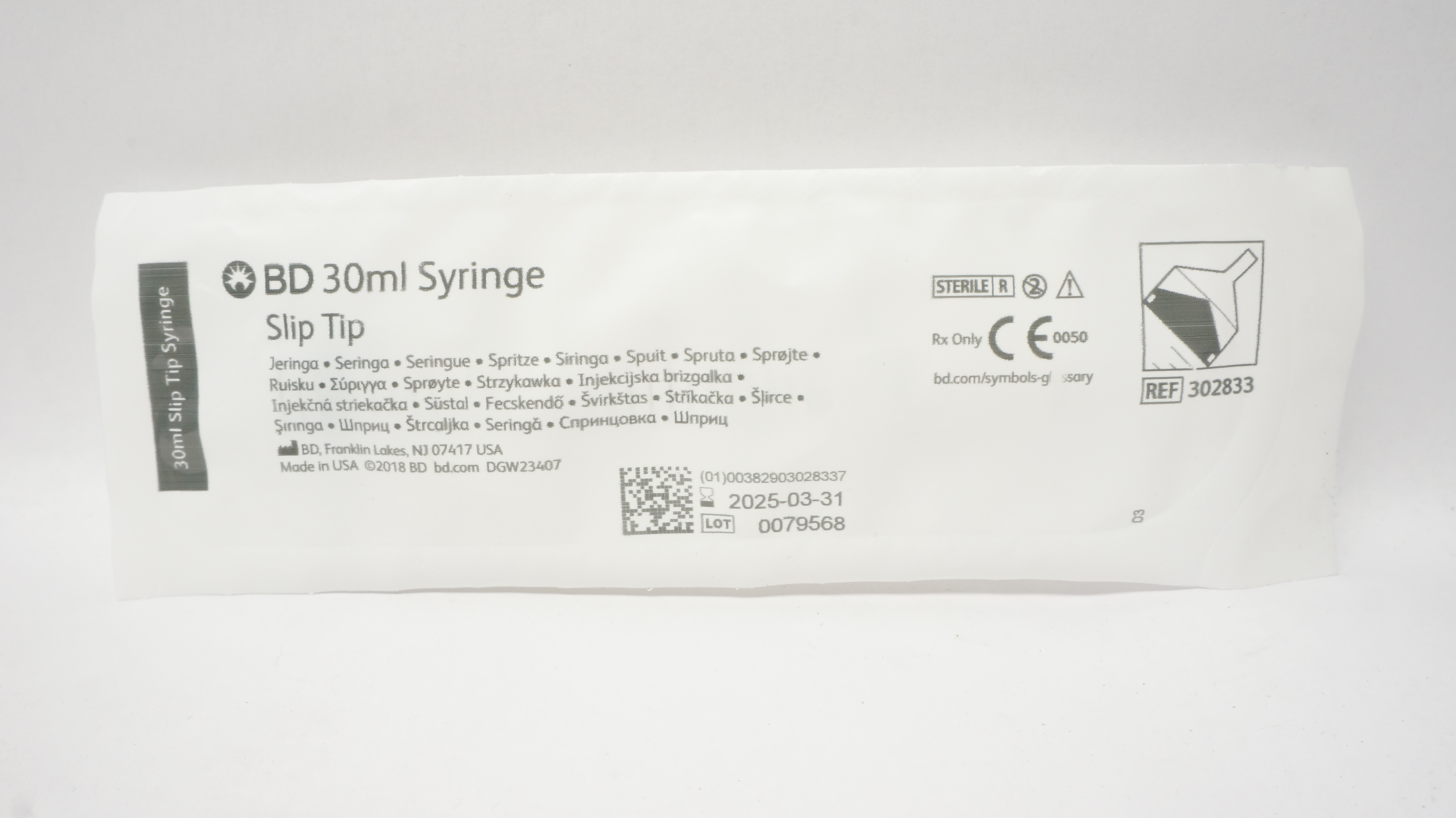 BD 302833 30 ml Syringe Slip Tip