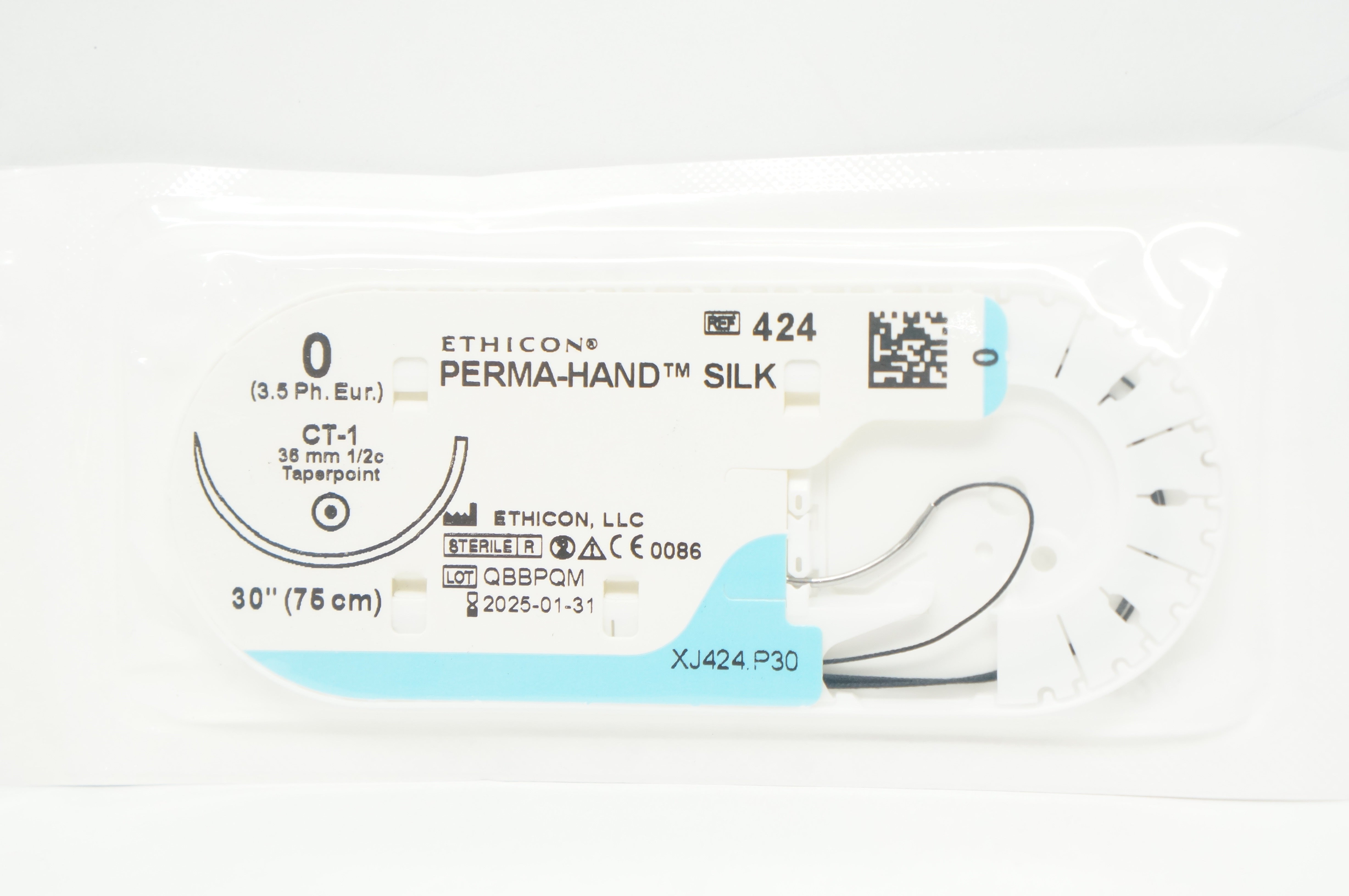 Ethicon 424 0 PERMA-HAND SILK Stre CT-1, 36mm 1/2c Taperpoint,  30inch