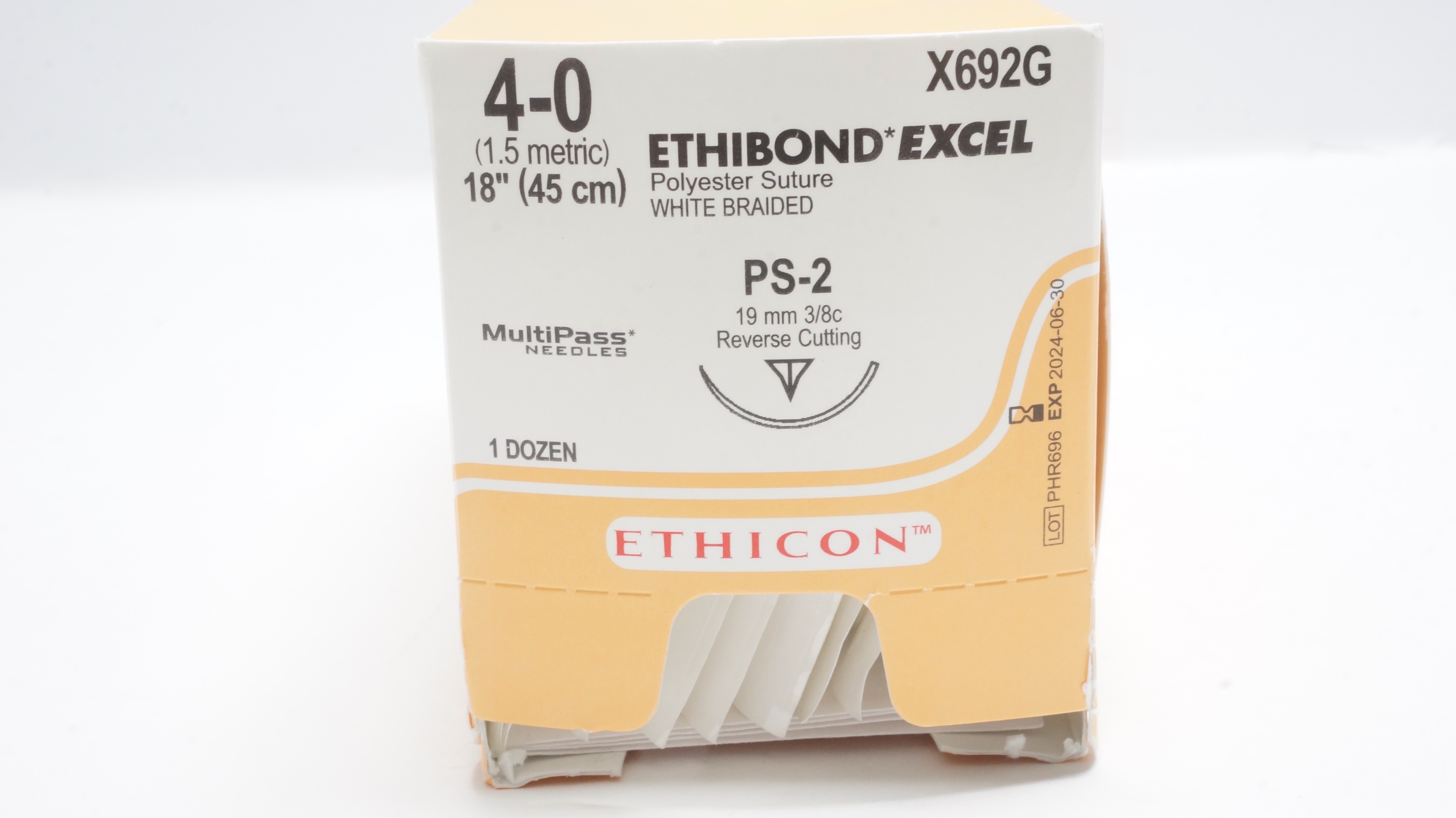 Ethicon X692G 4-0 Ethibond PS-2 19mm 3/8c Reverse Cutting 18inch (x) - Box of 9