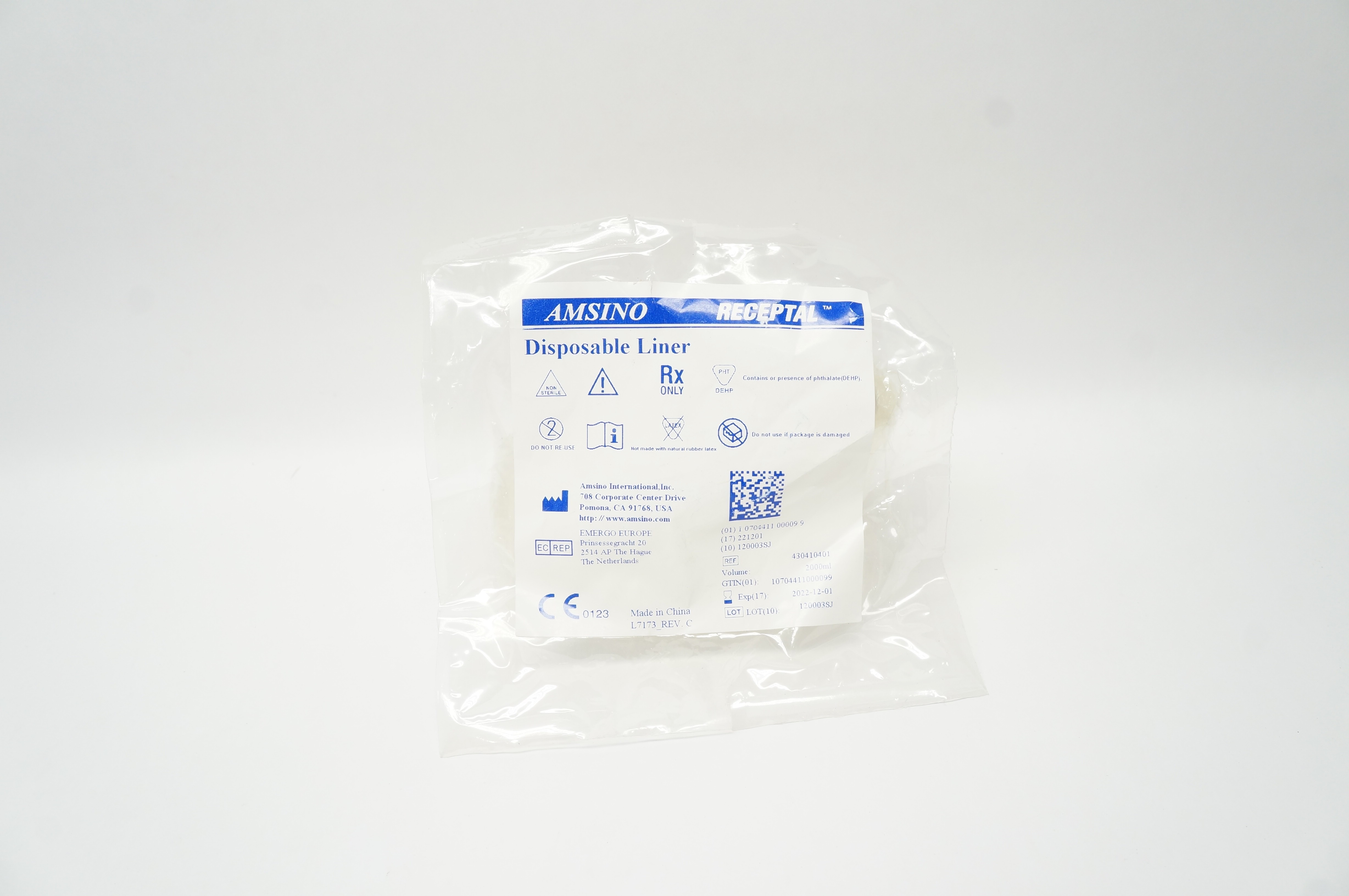 Amsino 430410401 Receptal Disposable Liner 2000mL