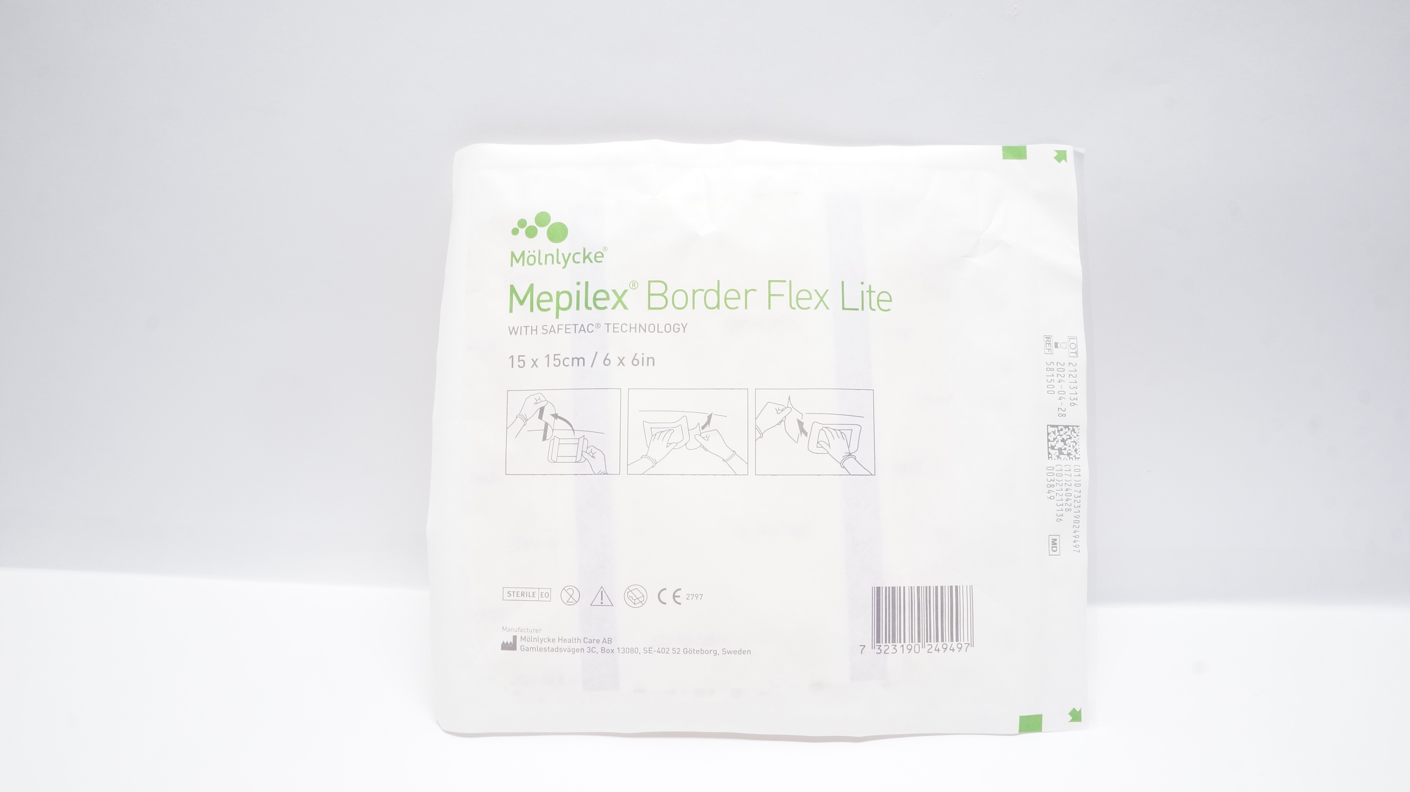 Molnlycke 581500 Mepilex Border Flex Lite Foam Dressing 6inch x 6inch (x)