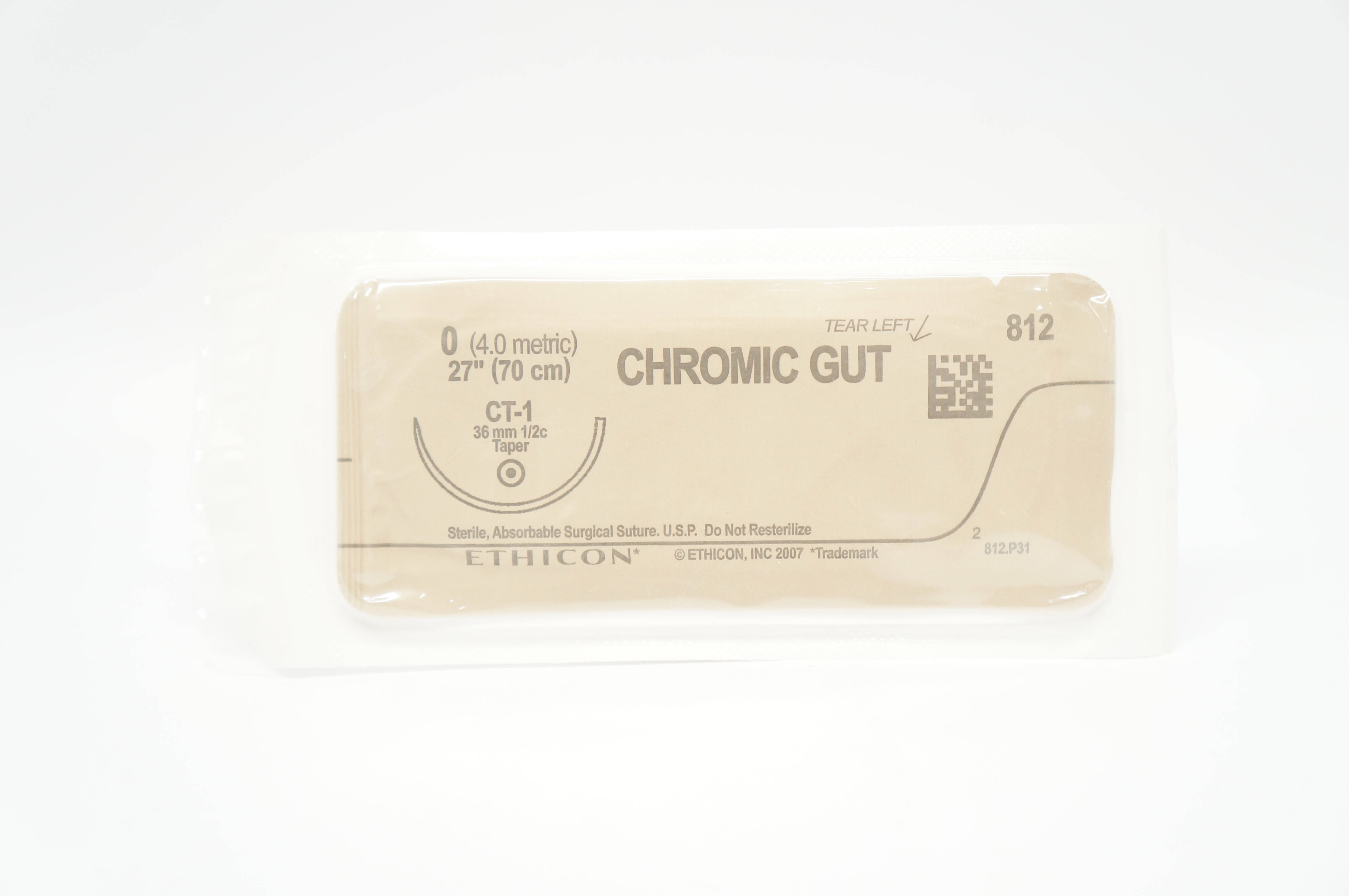 Ethicon 812 0 CHROMIC GUT Surgical Stre CT-1 36mm 1/2c Taper, 27inch (x)