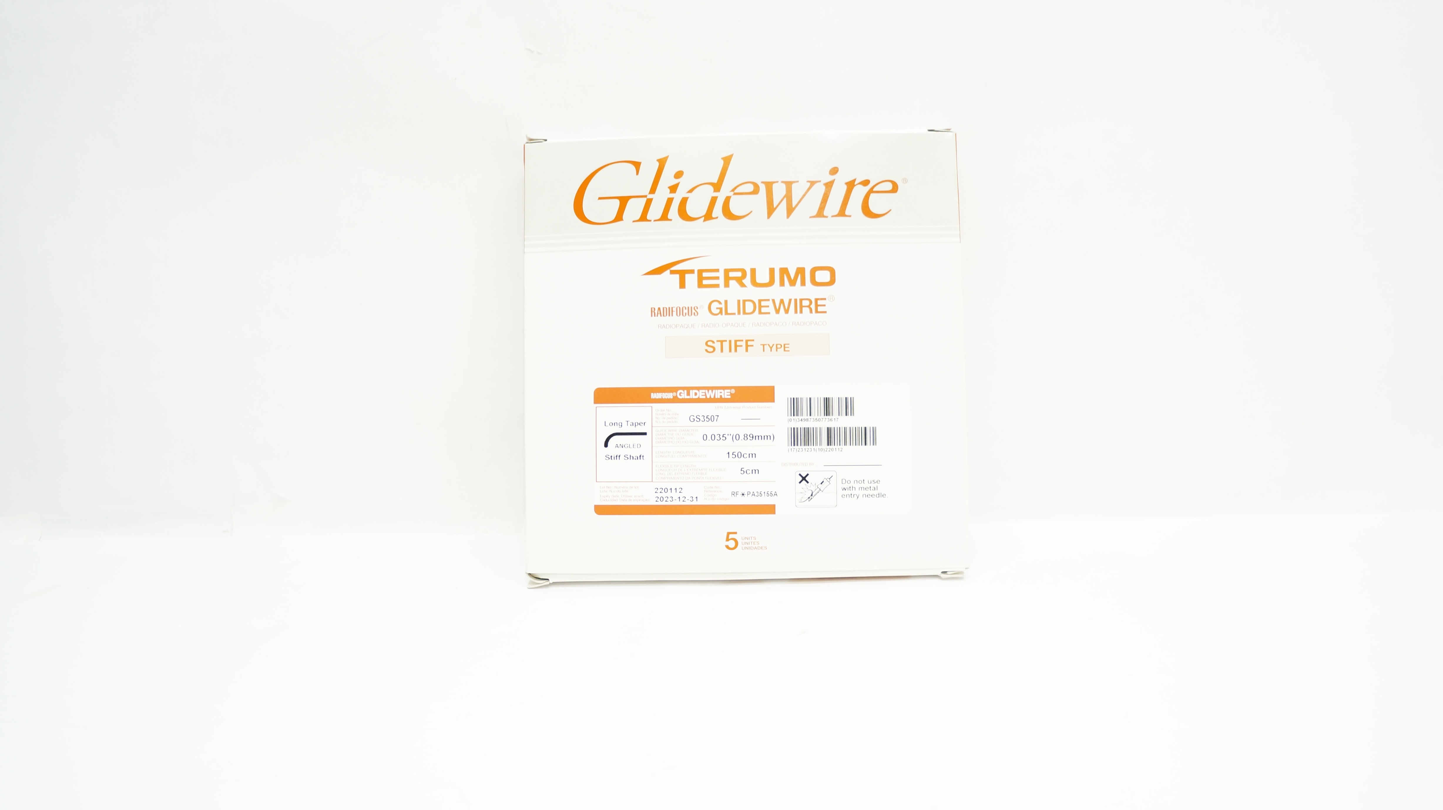 Terumo PA35155A Radifocus Glidewire Long Taper Angled 0.035inch x 150cm x 5cm