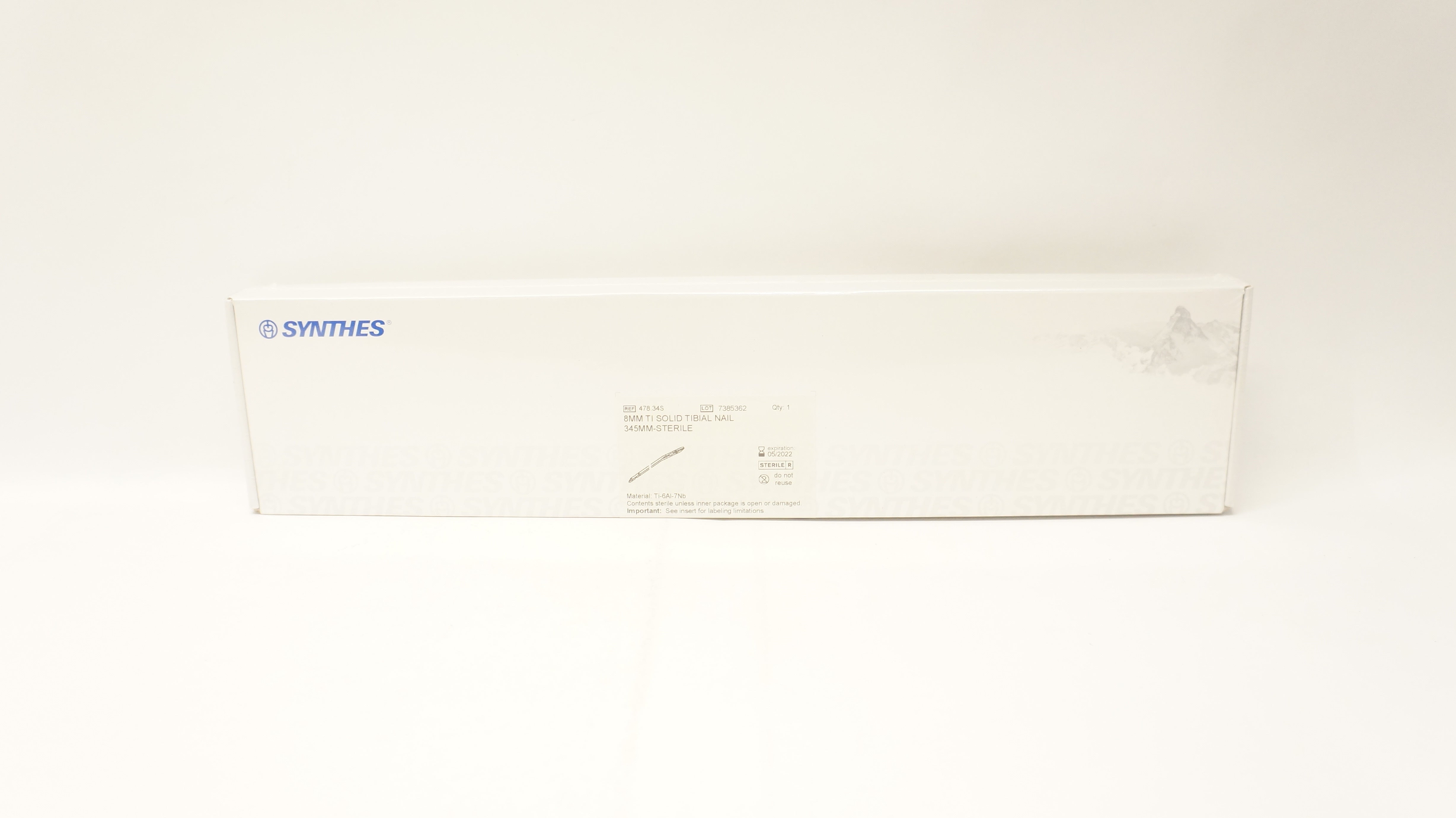 Synthes 478.34S 8mm Ti Solid Tibial Nail 345mm