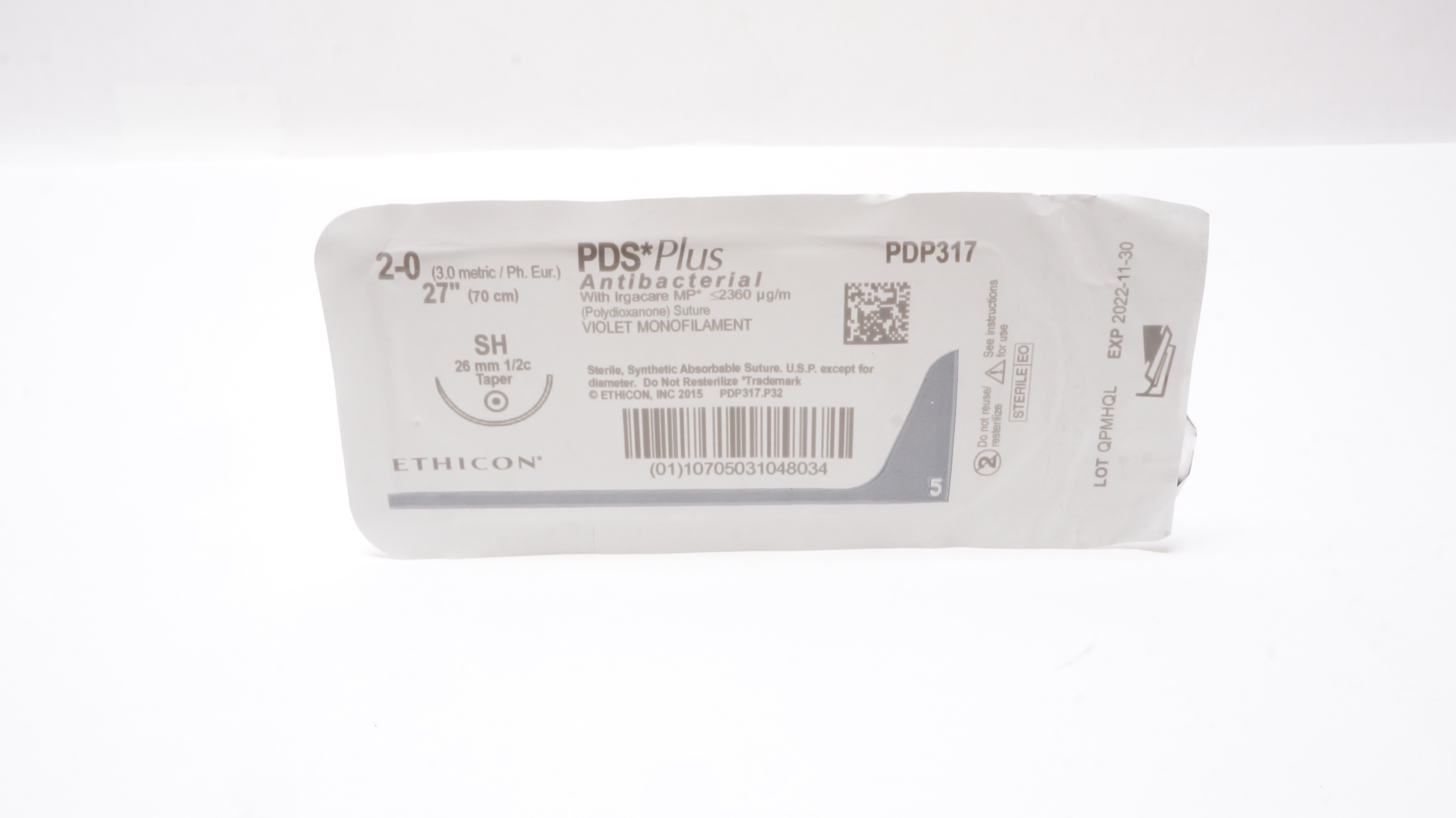 Ethicon PDP317 2-0 PDS Plus, SH, 26mm 1/2c Taper, 27inch (x)