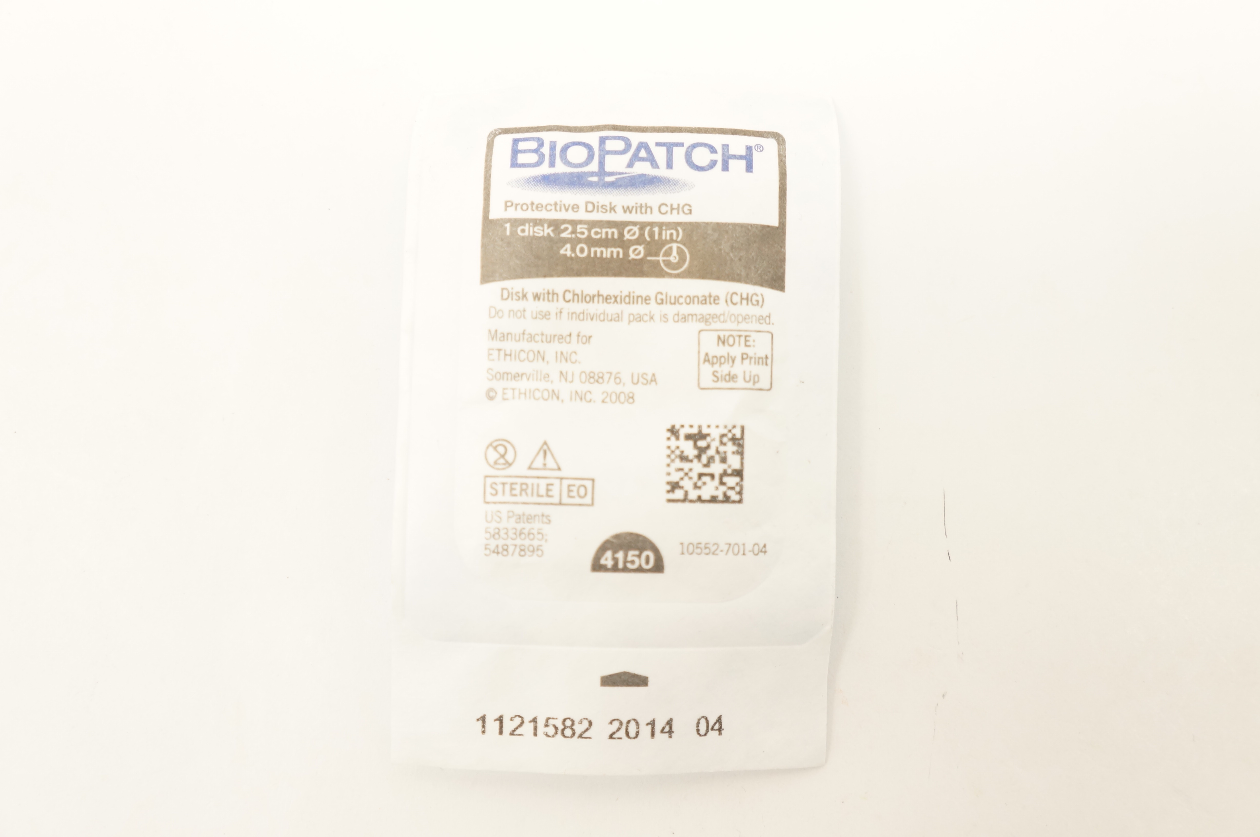 Ethicon 4150 BioPatch Protective Disk with CHG 1inch x 4.0mm (x)