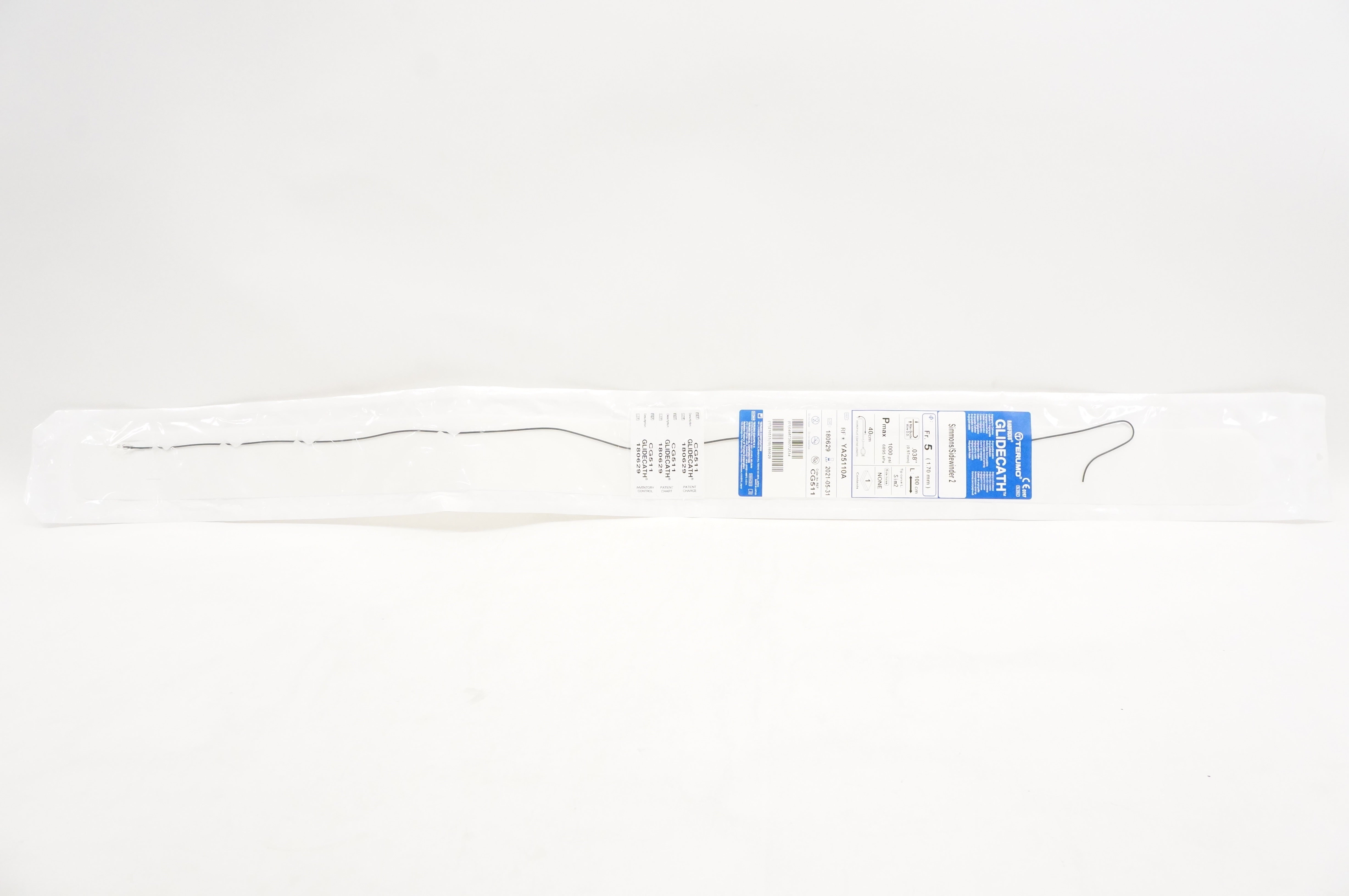 Terumo YA25110A Radifocus Angiographic Cath. 5Fr x 100cm x .038inch (x)