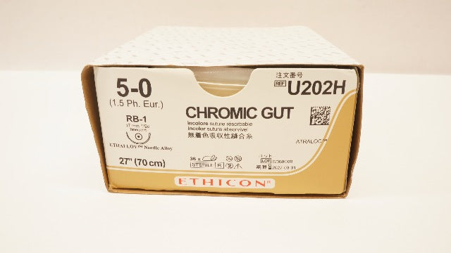 Ethicon U202H Chromic Gut RB-1 27 -Box of 36