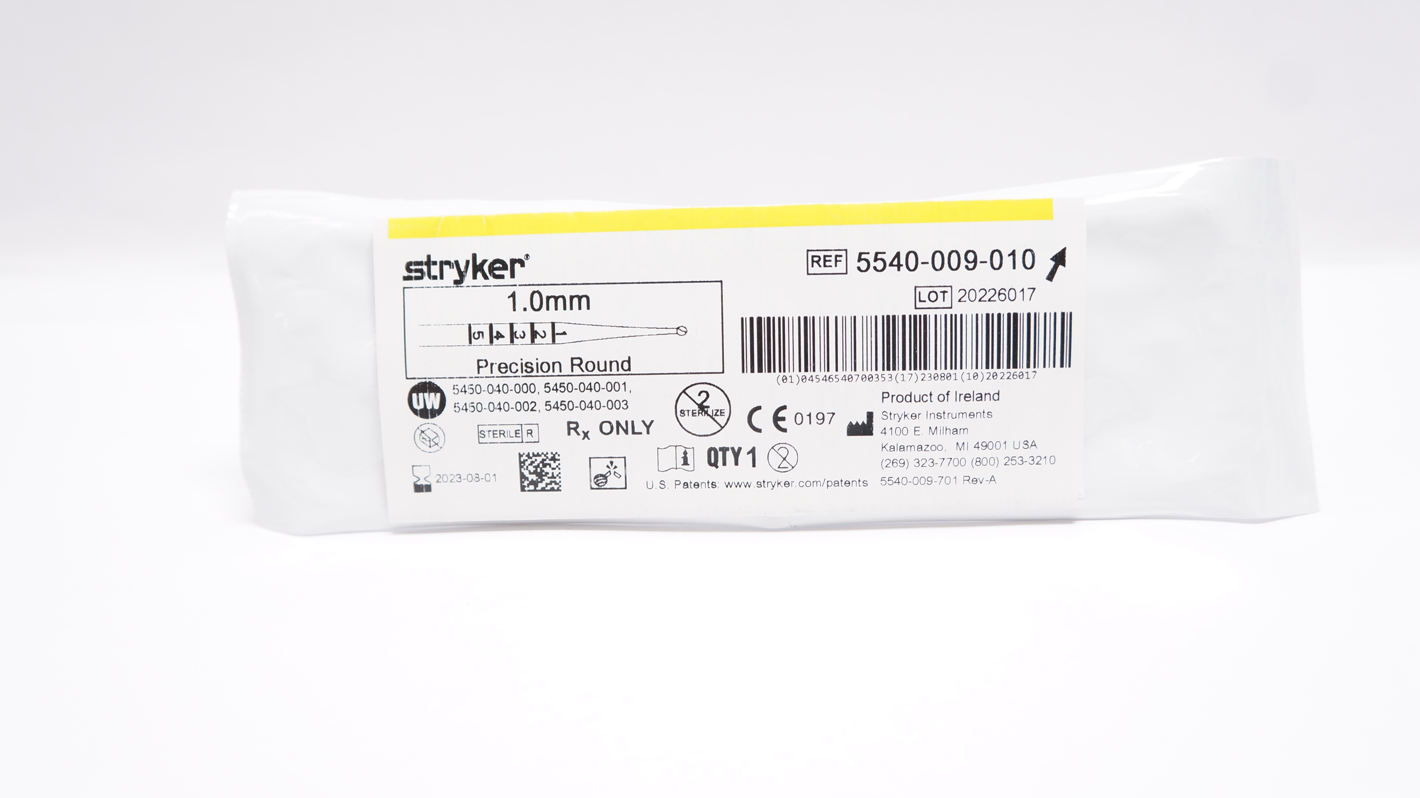 Stryker 5540-009-010 Precision Round Bur 1.0mm (x)