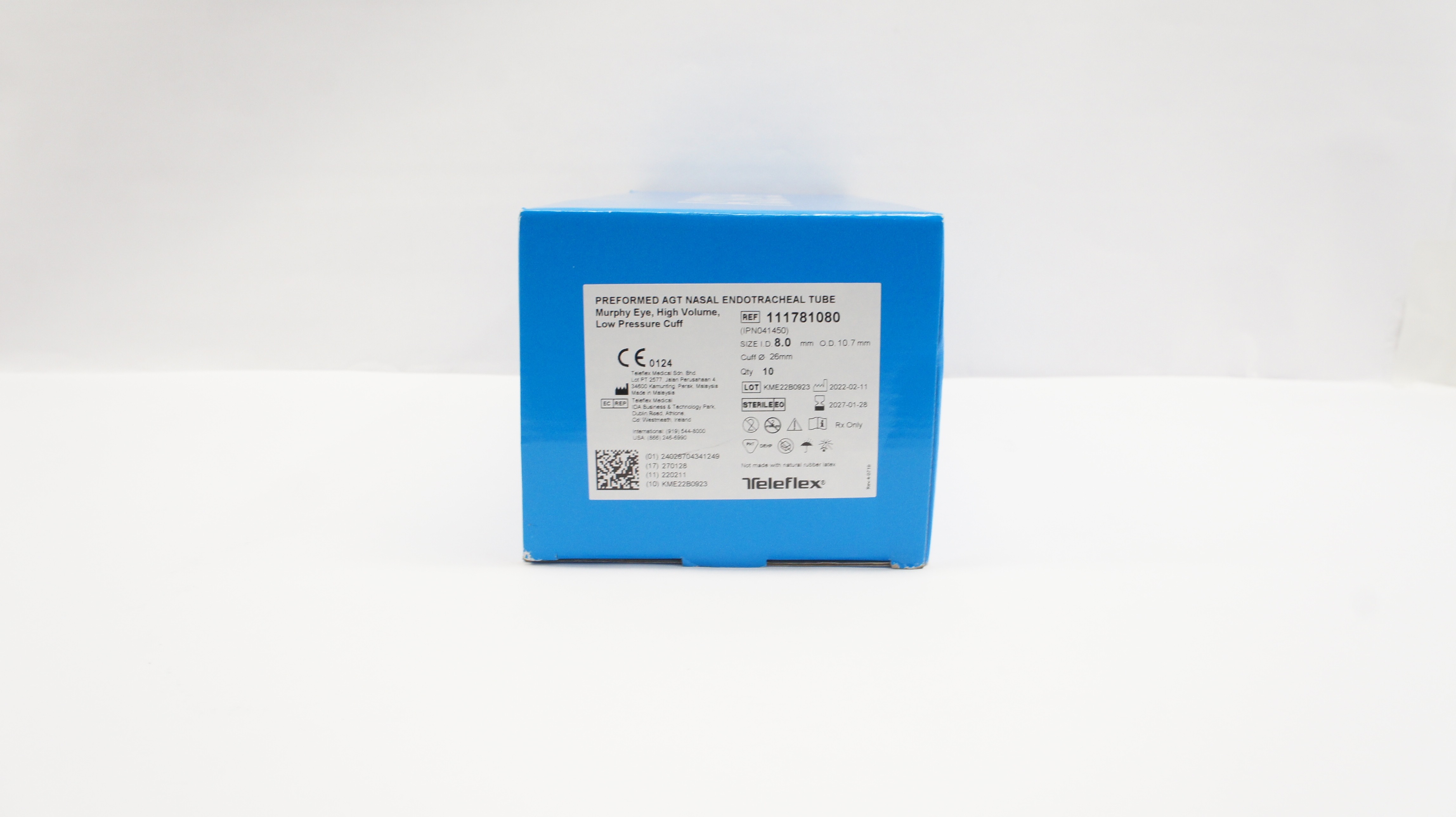 Teleflex 111781080 Preformed Agt Nasal Endotracheal Tube 8.0x 10.7mm  -Box of 10