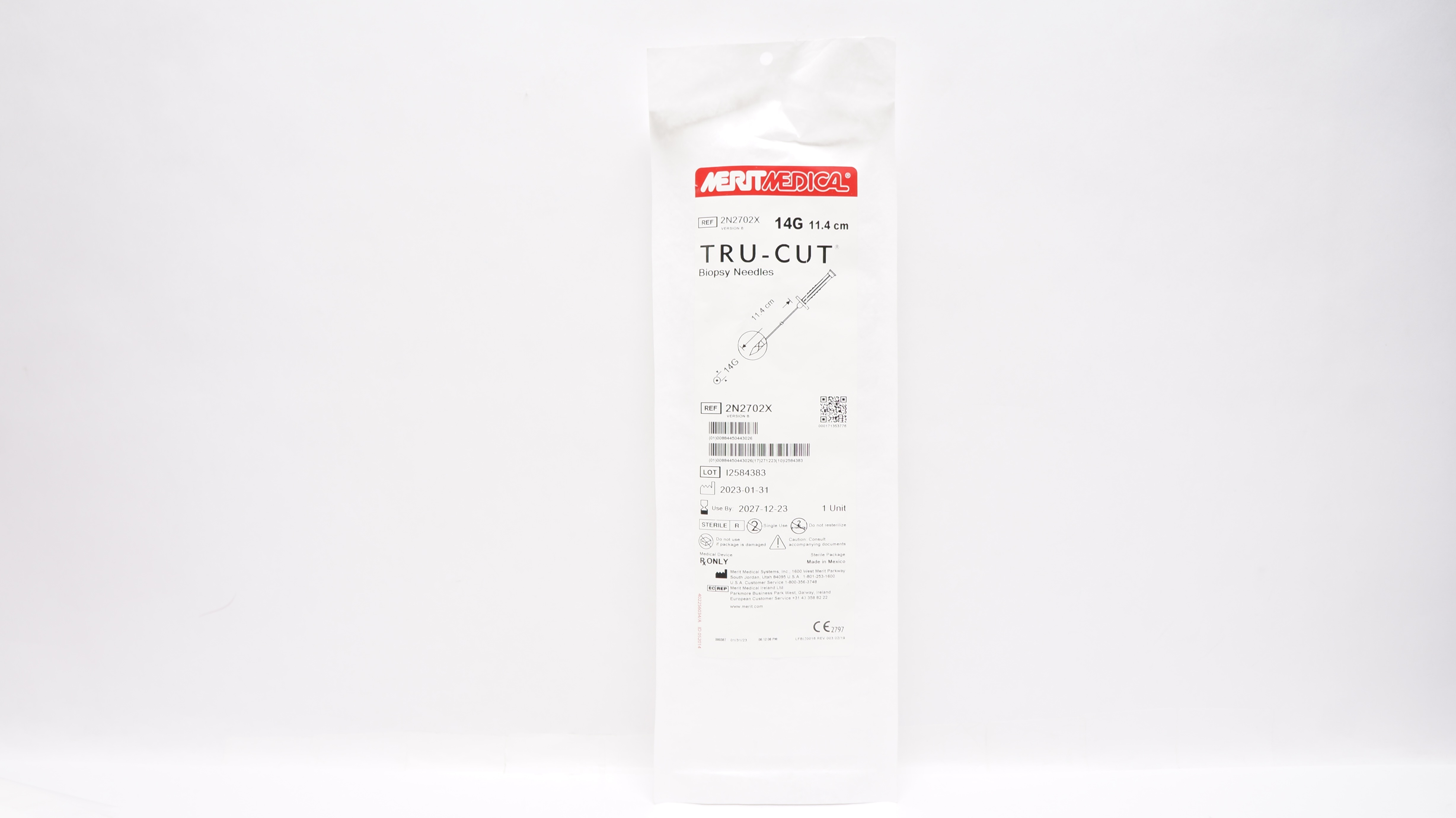 Merit Medical 2N2702X Tru-Cut Biopsy Ndles 14G x 11.4cm