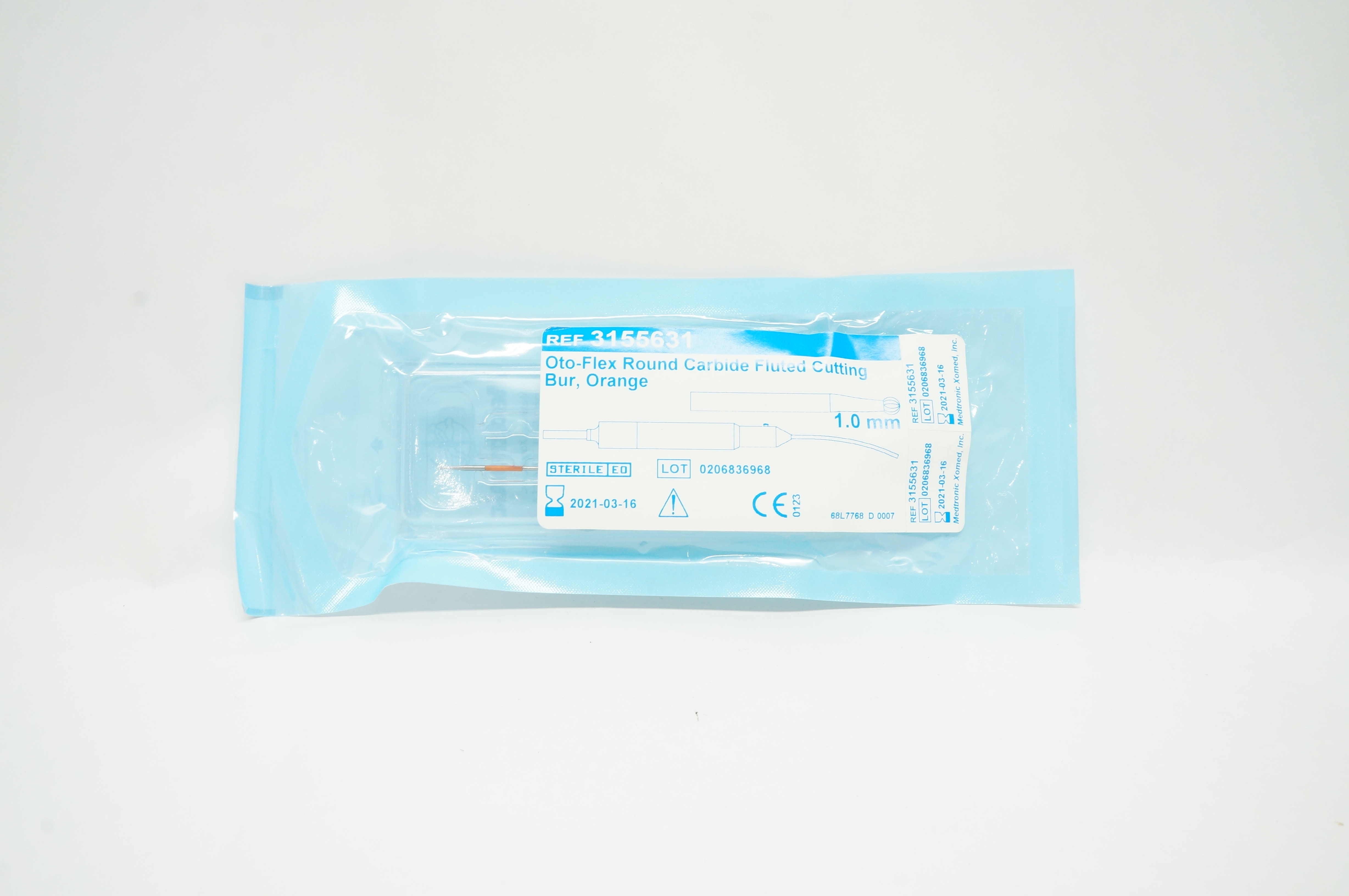 Medtronic 3155631 Oto-Flex Round Carbide Fluted Cutting Bur Orange 1.0 mm (x)