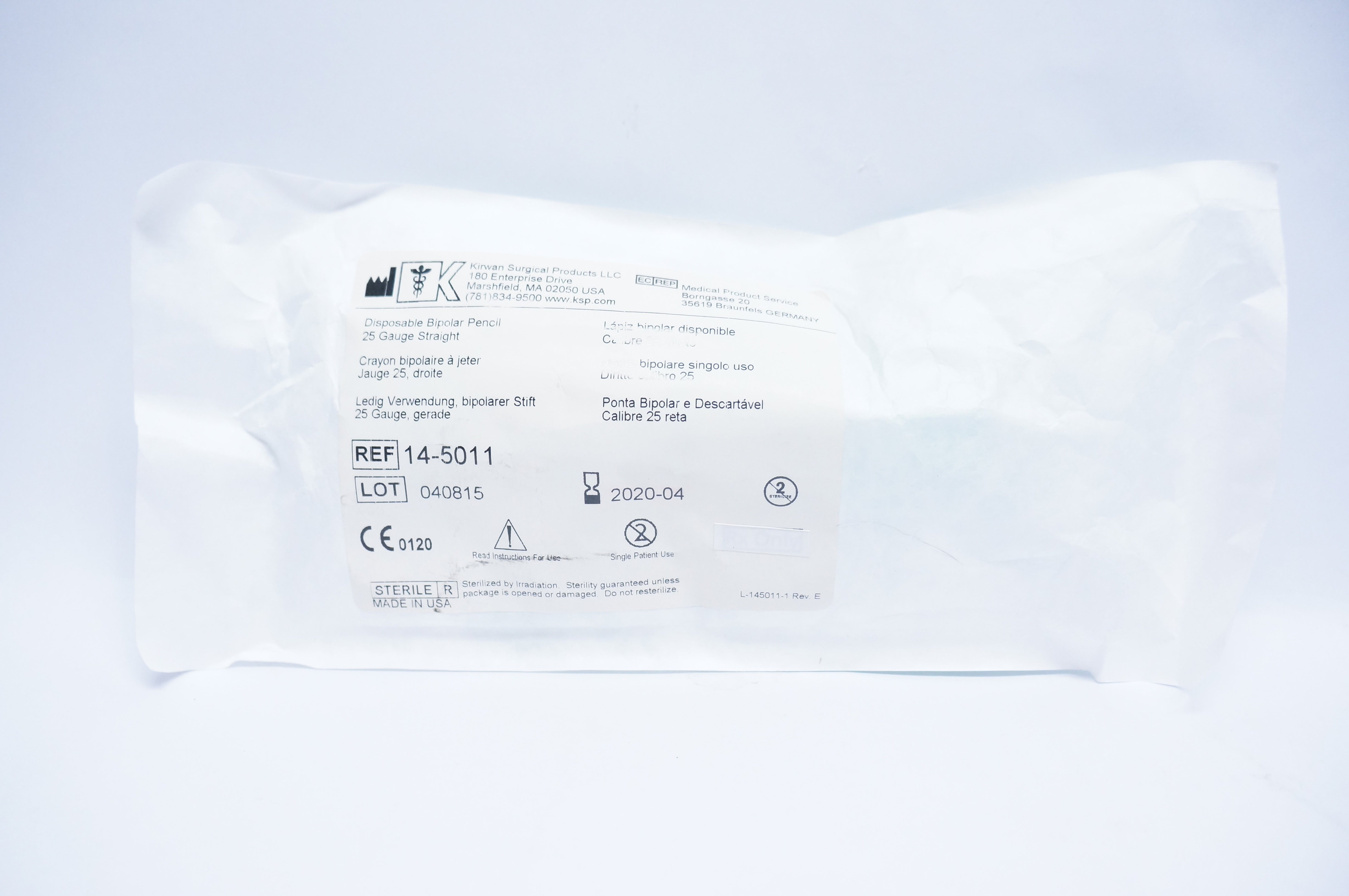Kirwan Surgical 14-5011 Disposable Bipolar Pencil 25Ga. Straight (x)