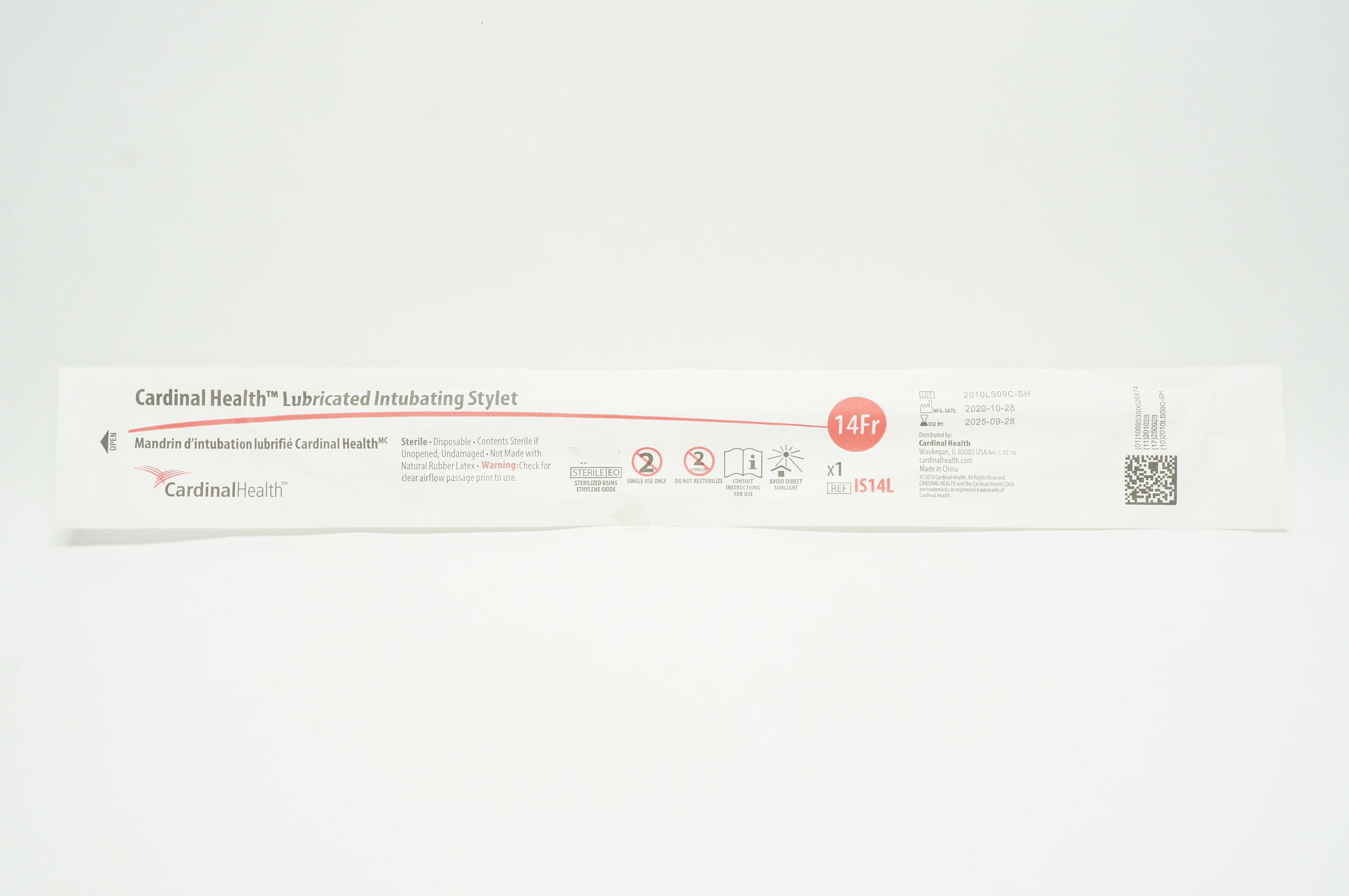 Cardinal Health IS14L Lubricated Intubating Stylet 14 Fr