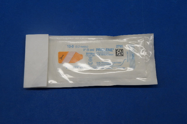 Ethicon 2795 10-0 PROLENE, BV100-4 5.0mm 3/8c Taper, Blue Monofilament, 2